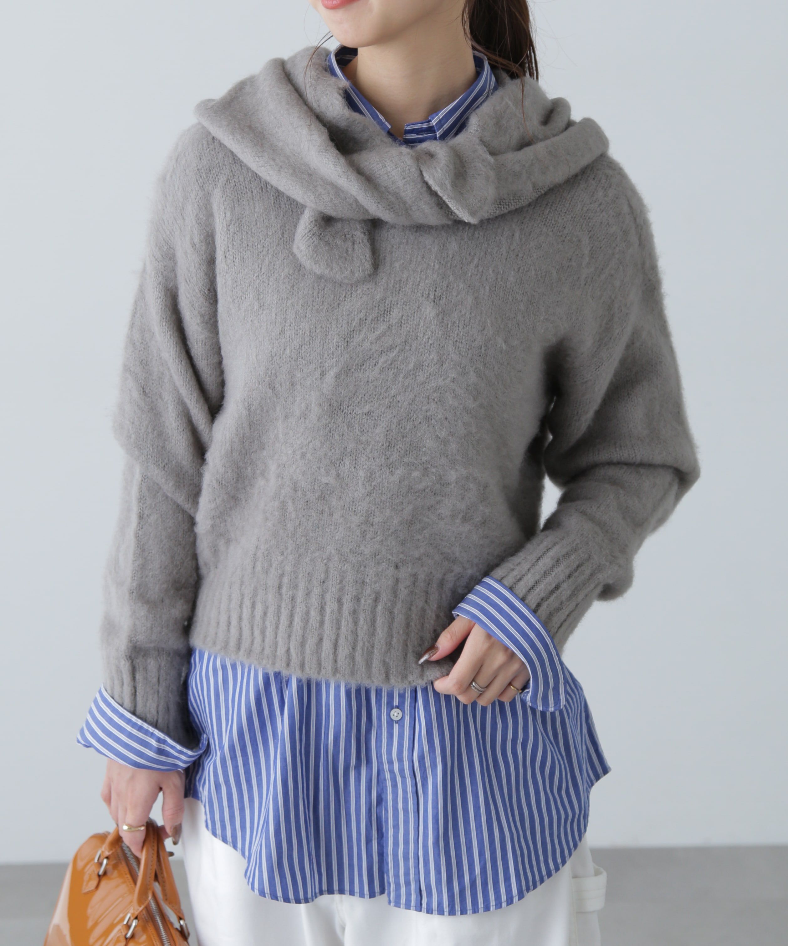  「スカーフ付きシャギーニット」|ニット・セーター|