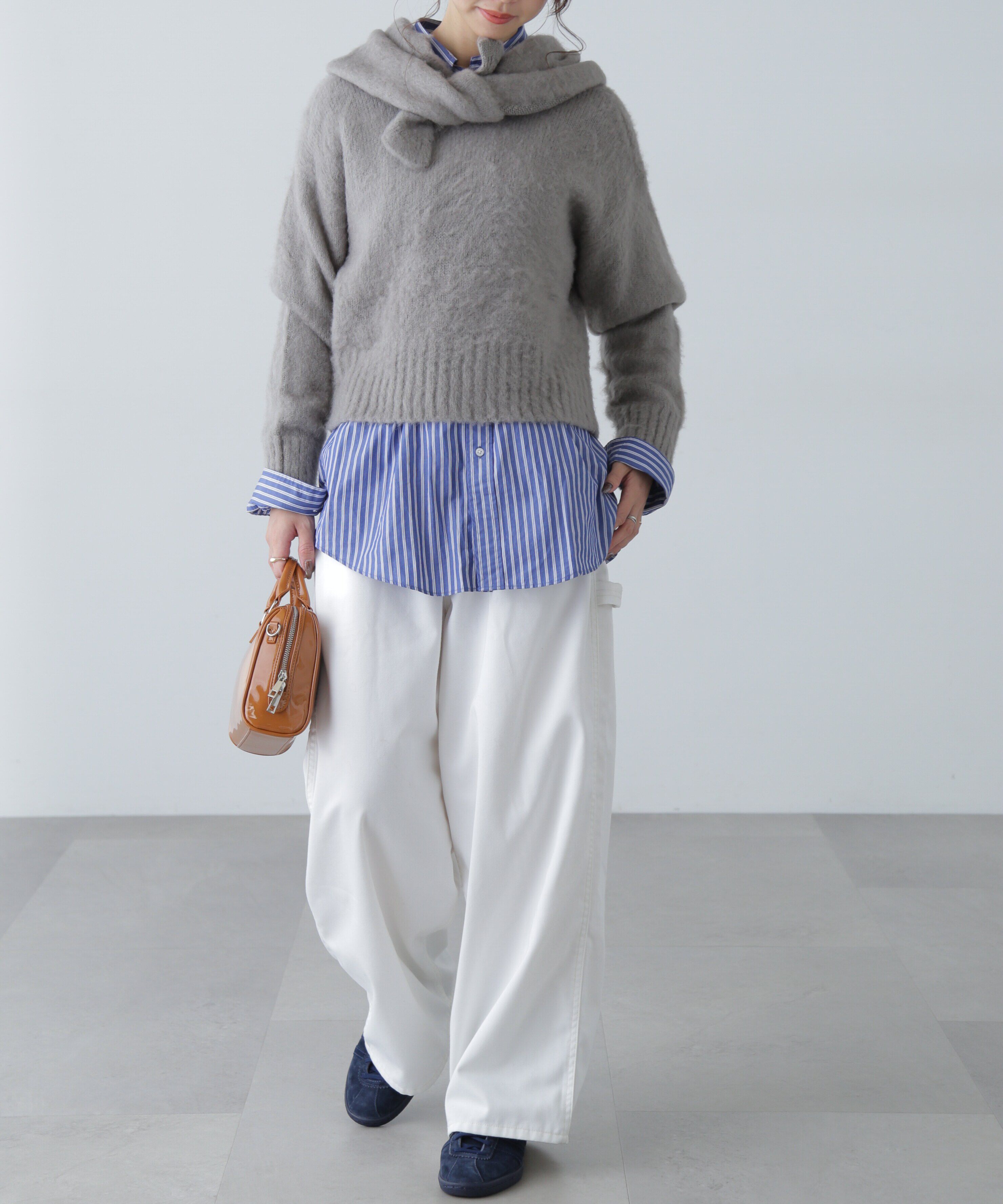  「スカーフ付きシャギーニット」|ニット・セーター|