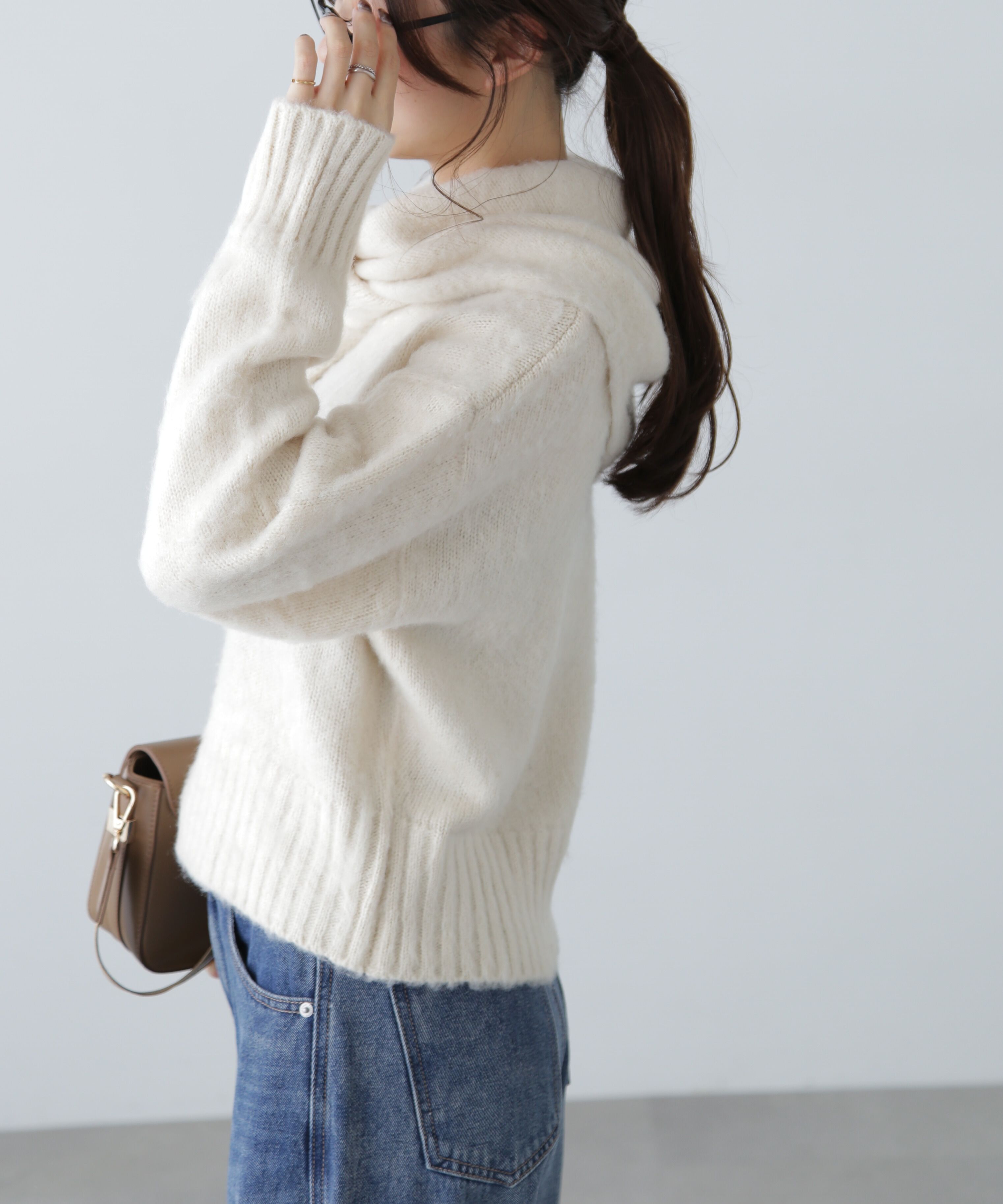  「スカーフ付きシャギーニット」|ニット・セーター|