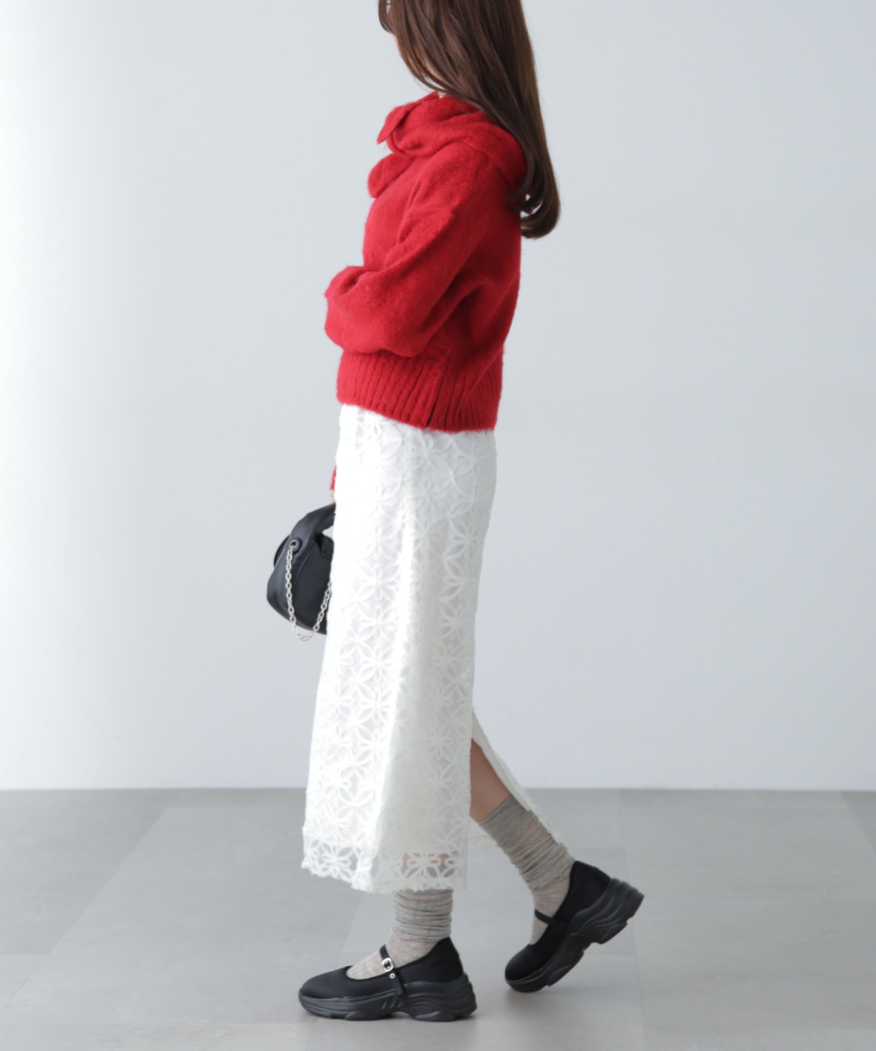  「スカーフ付きシャギーニット」|ニット・セーター|