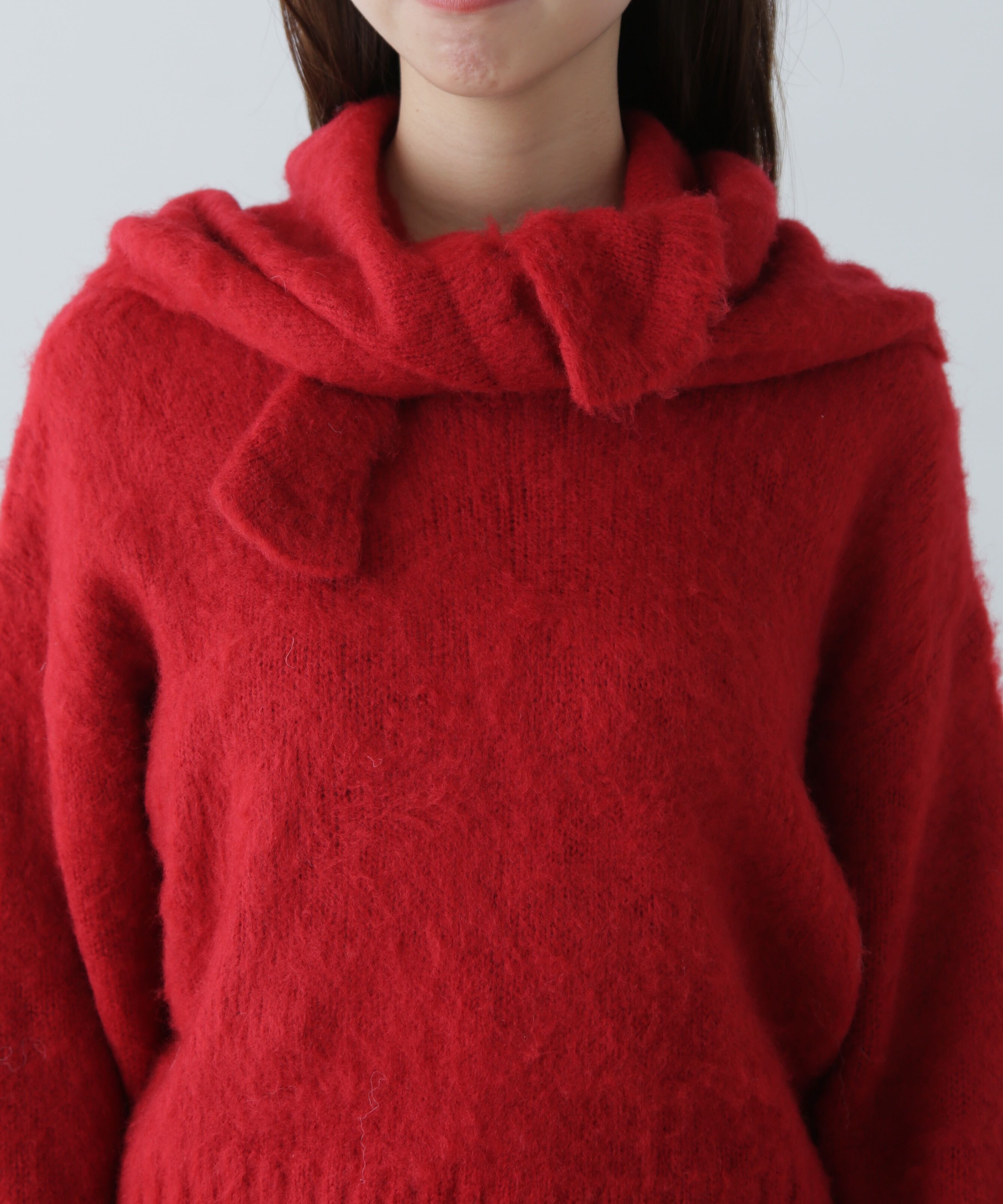  「スカーフ付きシャギーニット」|ニット・セーター|