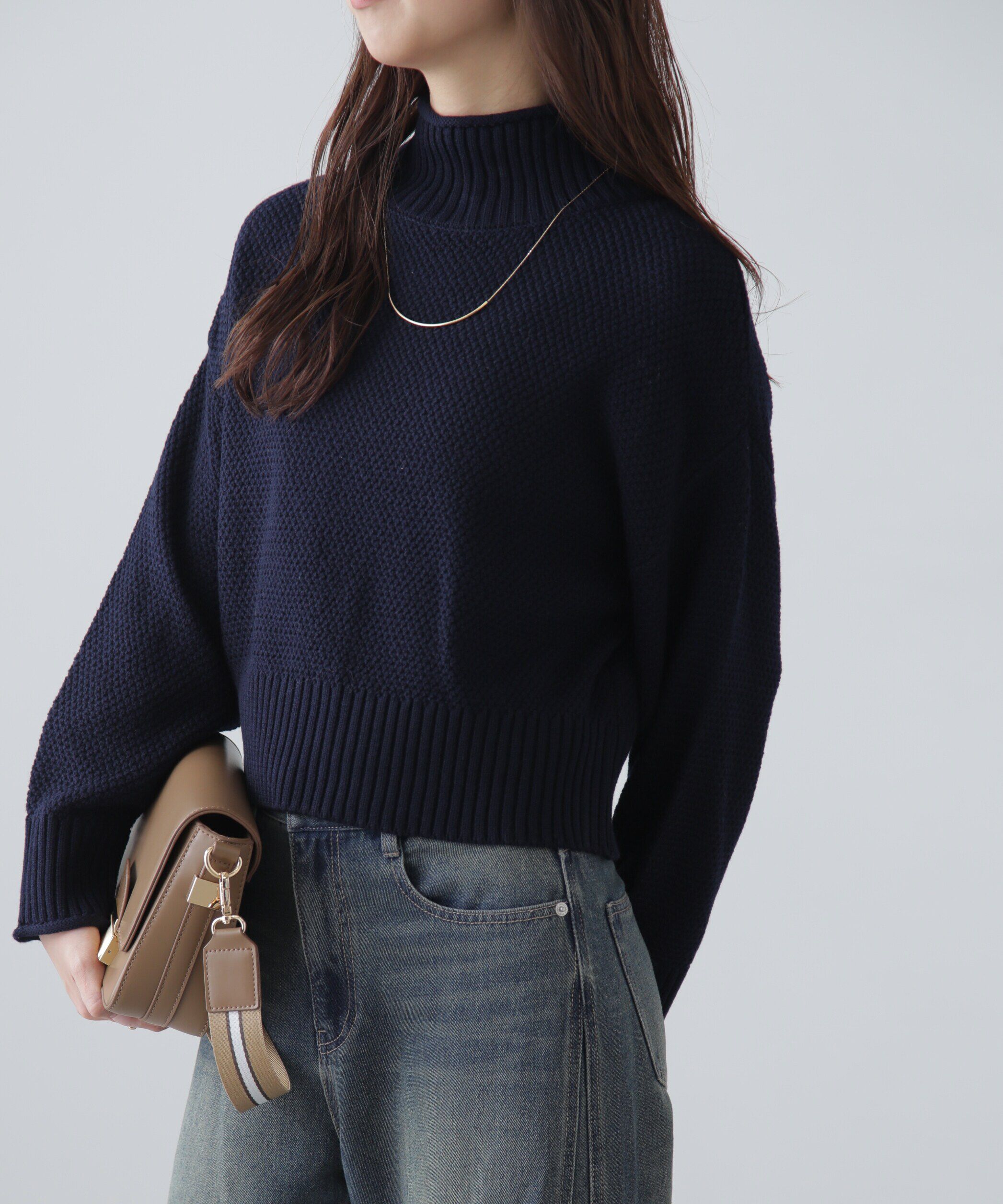  「鹿の子編みハイネックニット」|ニット・セーター|