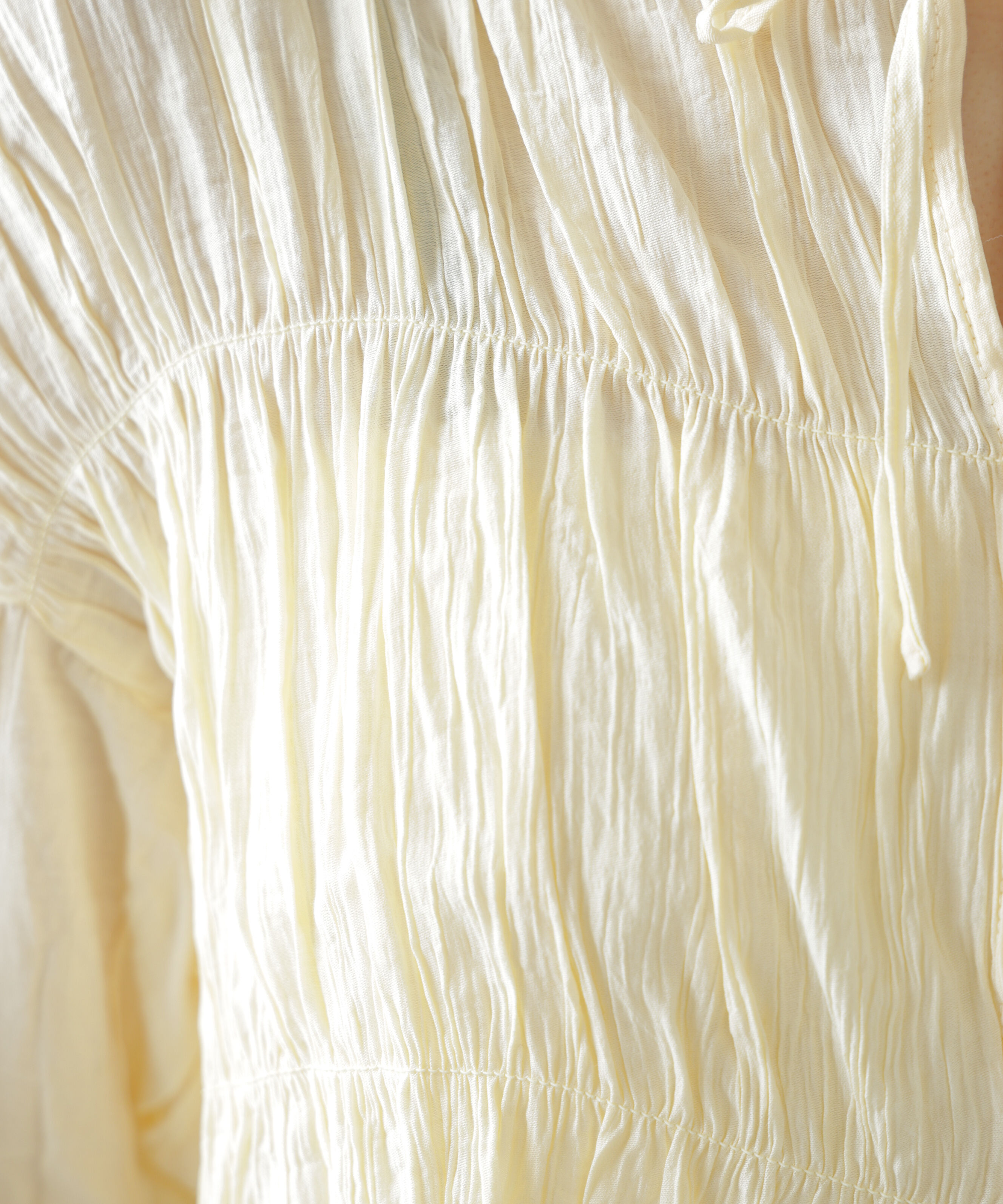  「シアーギャザー前開き短丈ブラウス」|シャツ・ブラウス|