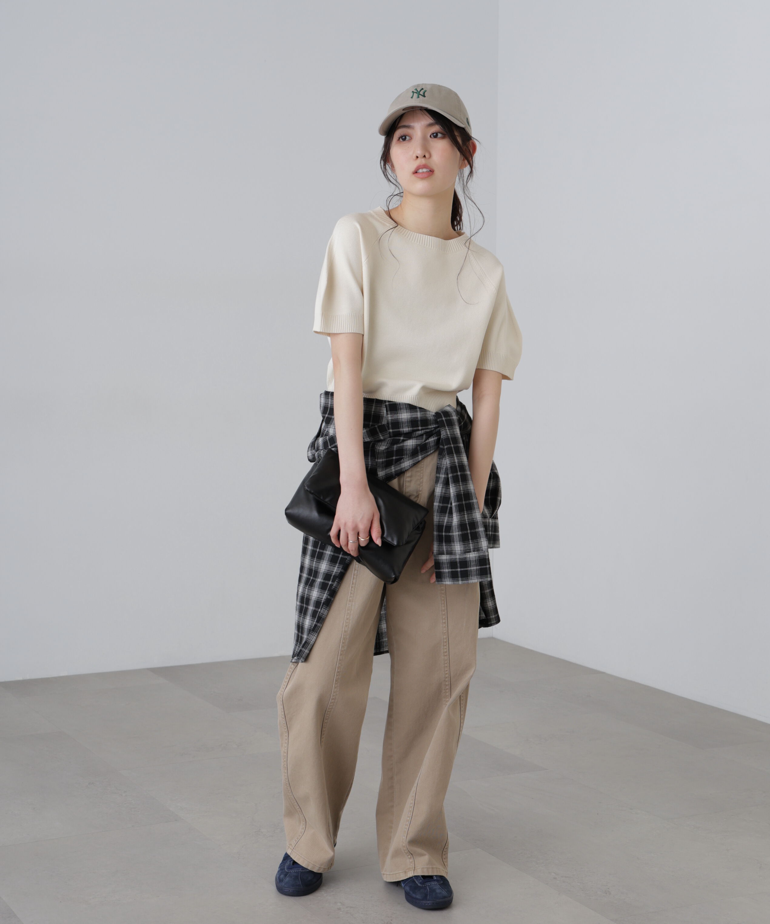  「〈洗える〉マシンウォッシャブルパフスリーブ半袖ニット」|ニット・セーター|