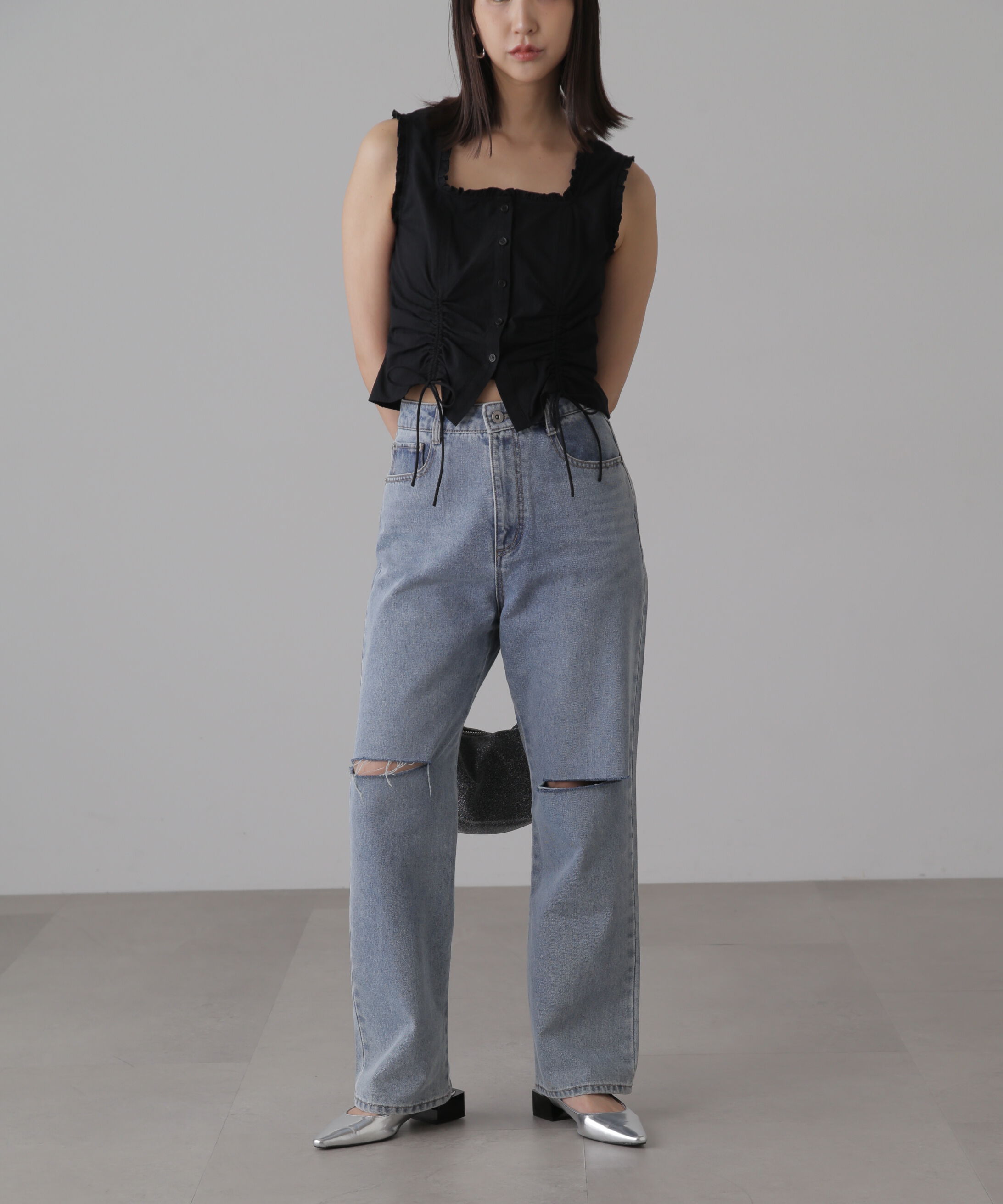  「ドロストノースリーブブラウス」|シャツ・ブラウス|