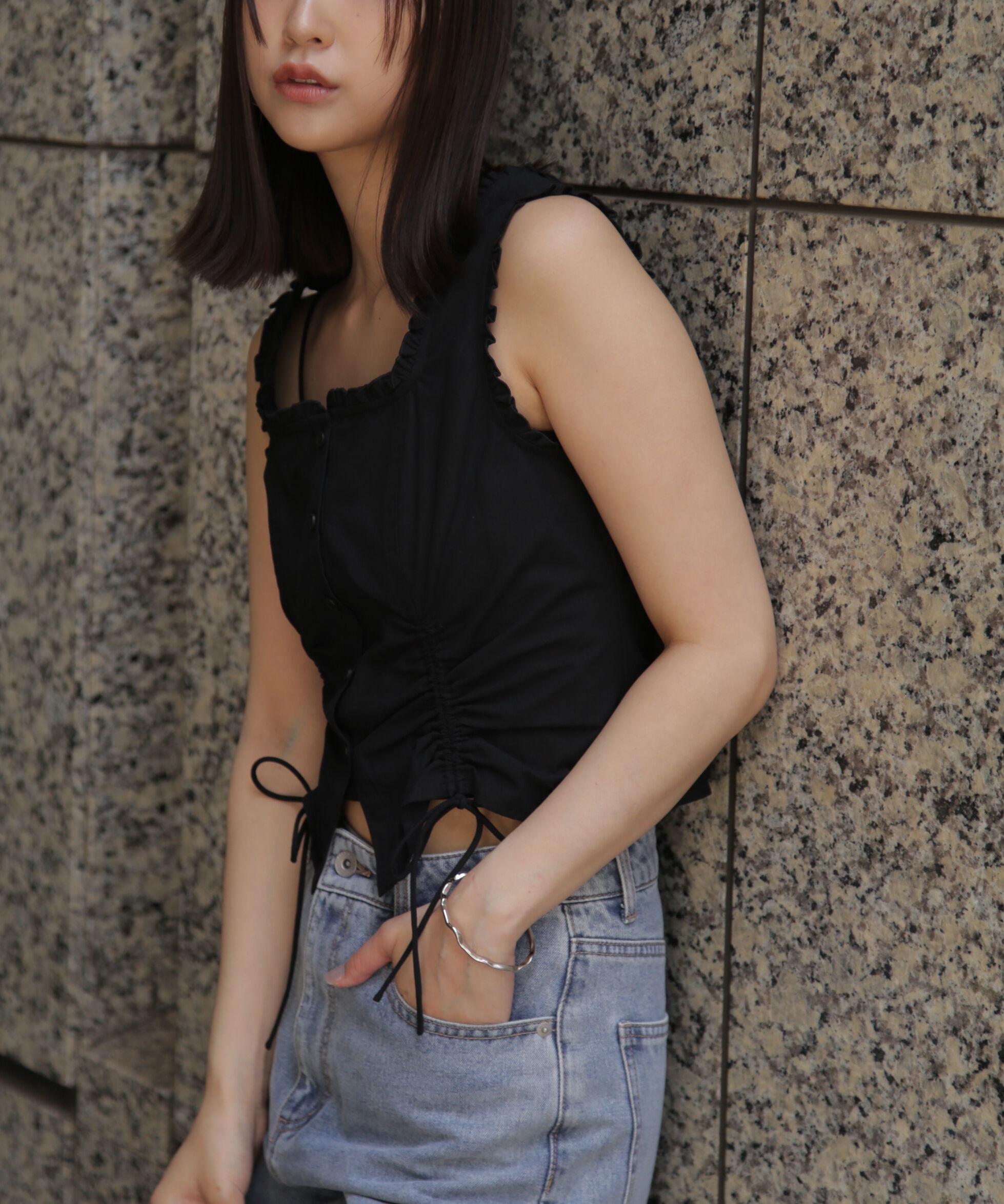  「ドロストノースリーブブラウス」|シャツ・ブラウス|