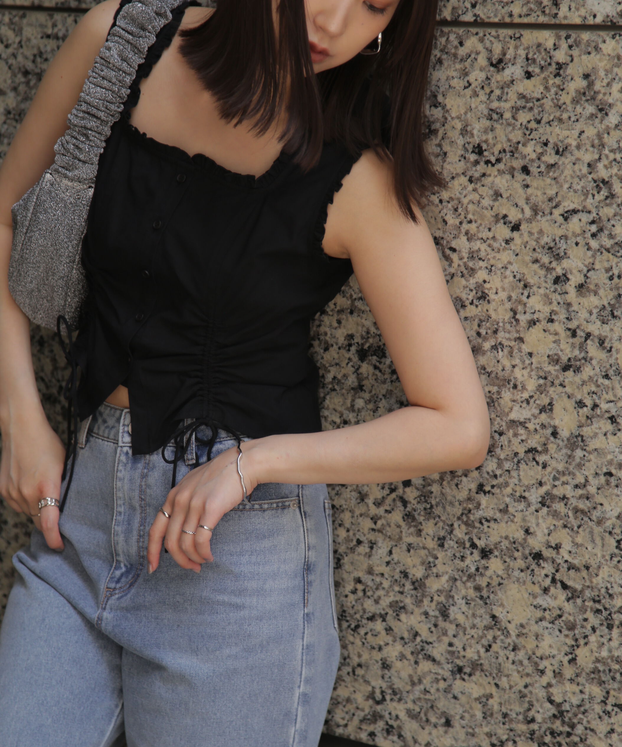  「ドロストノースリーブブラウス」|シャツ・ブラウス|