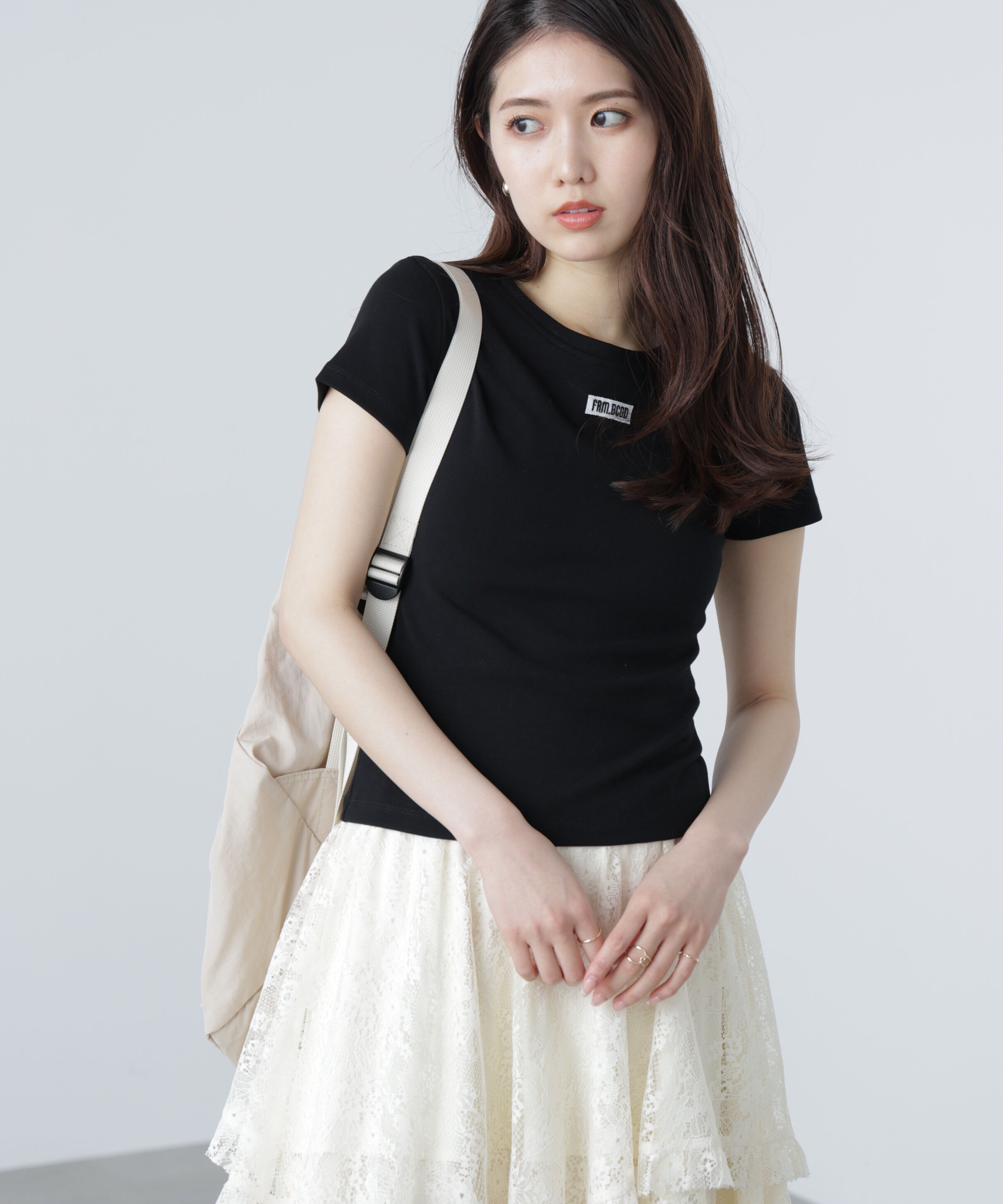  「ロゴ刺繍タグTシャツ」|Tシャツ・カットソー|