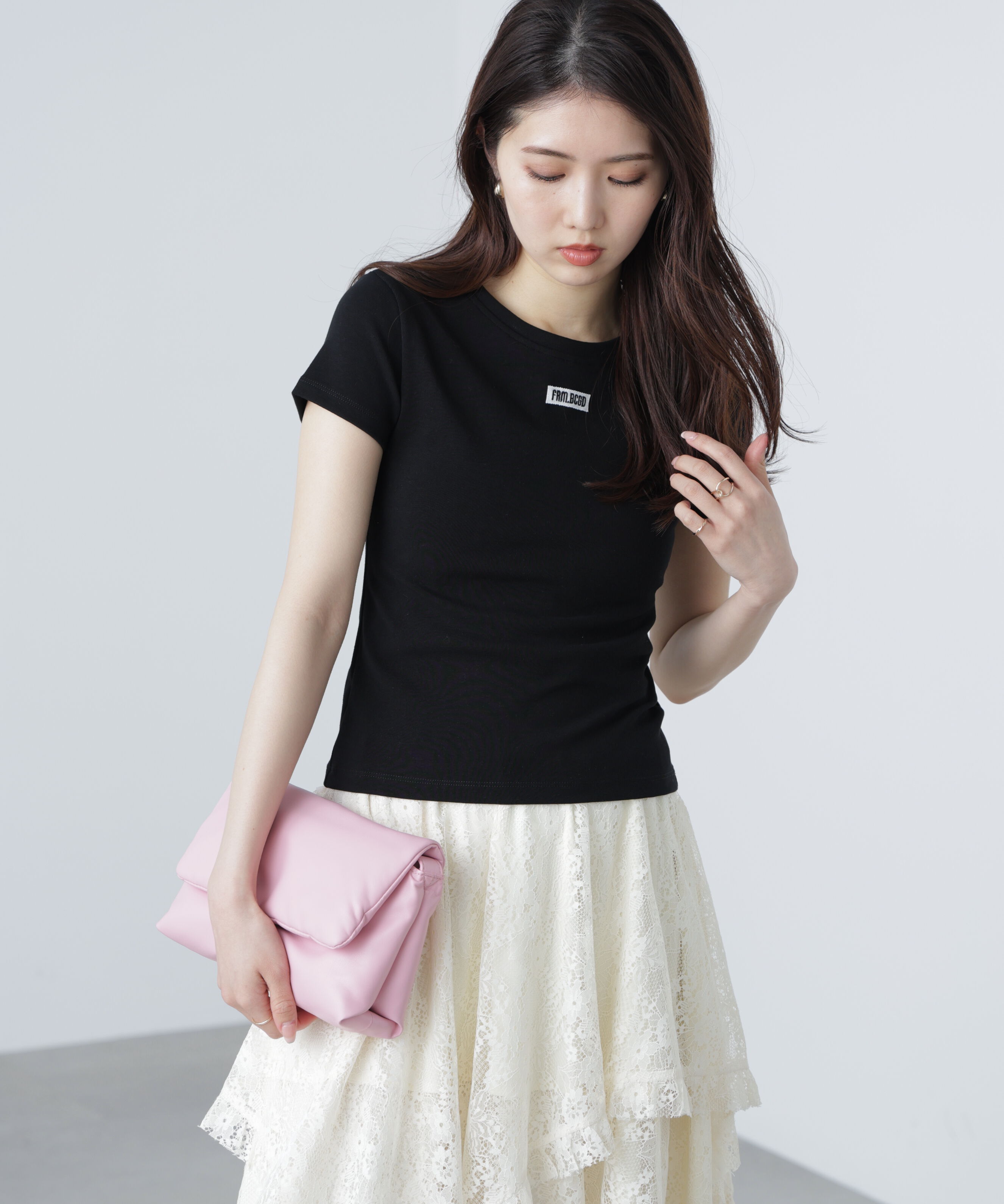  「ロゴ刺繍タグTシャツ」|Tシャツ・カットソー|