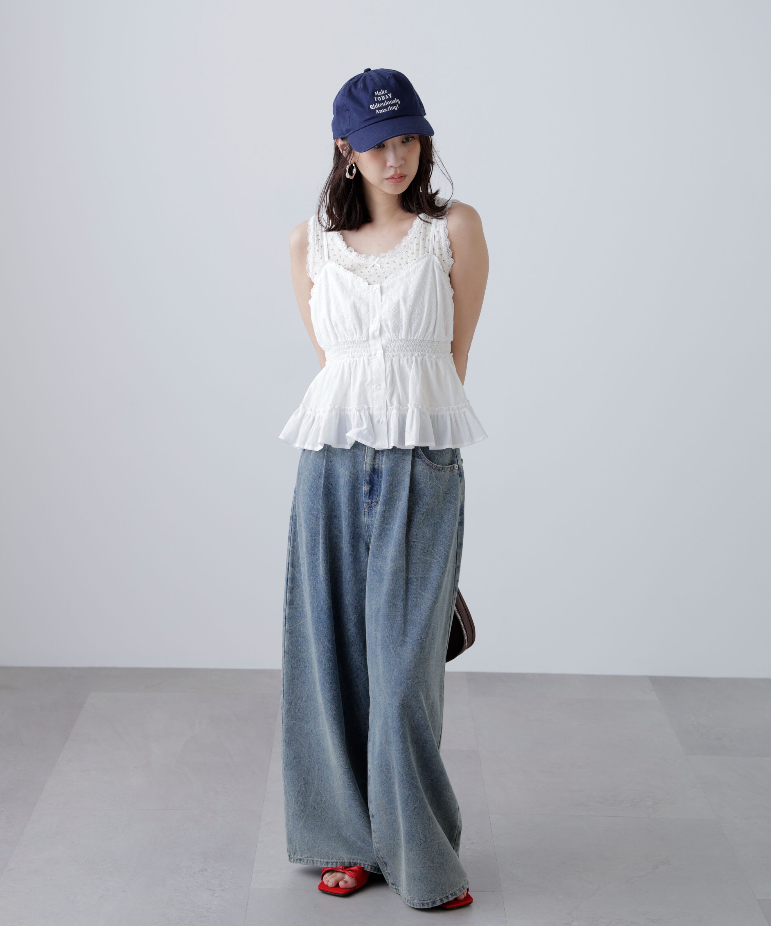  「レーストリムコットンキャミソール」|シャツ・ブラウス|