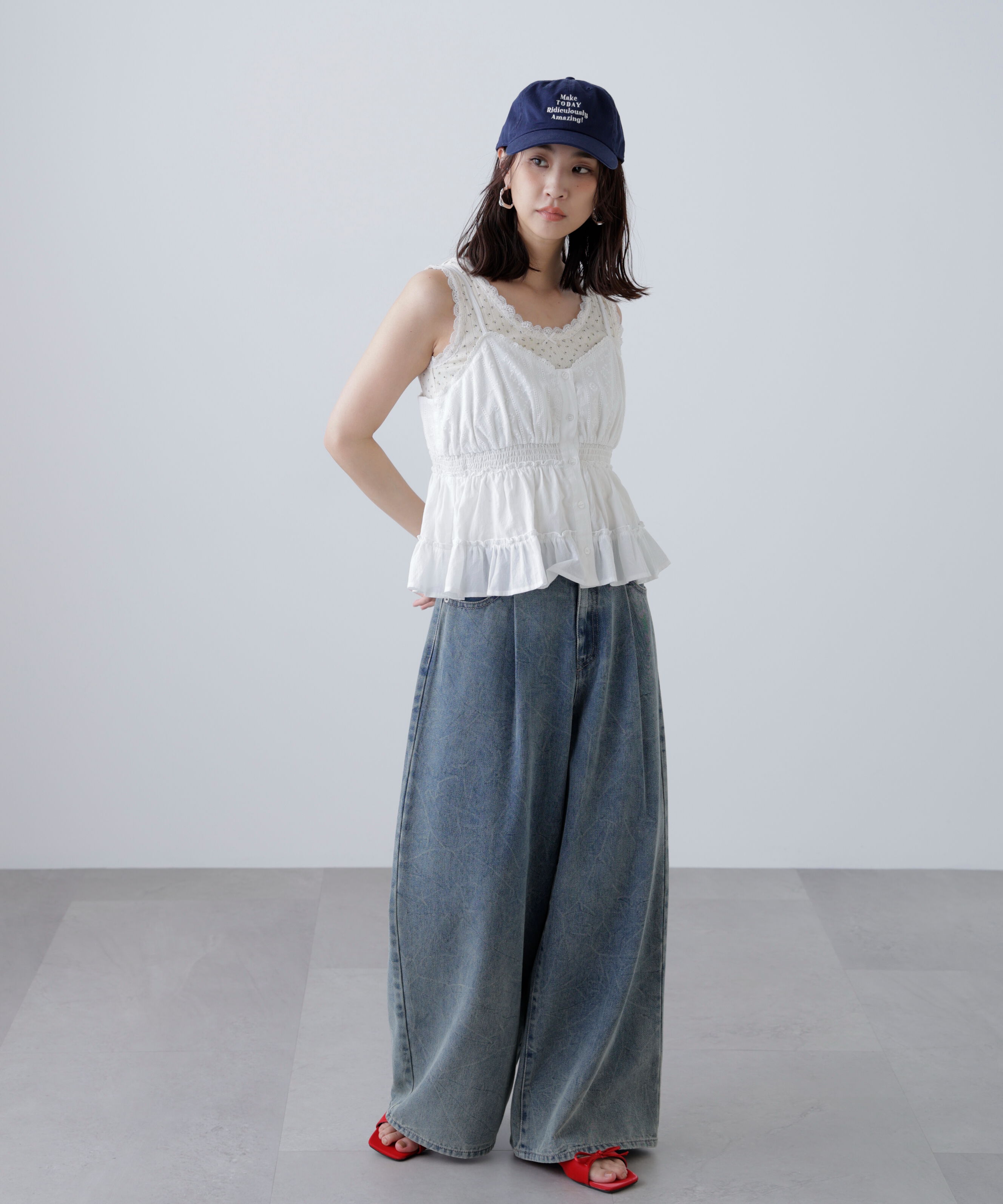  「レーストリムコットンキャミソール」|シャツ・ブラウス|