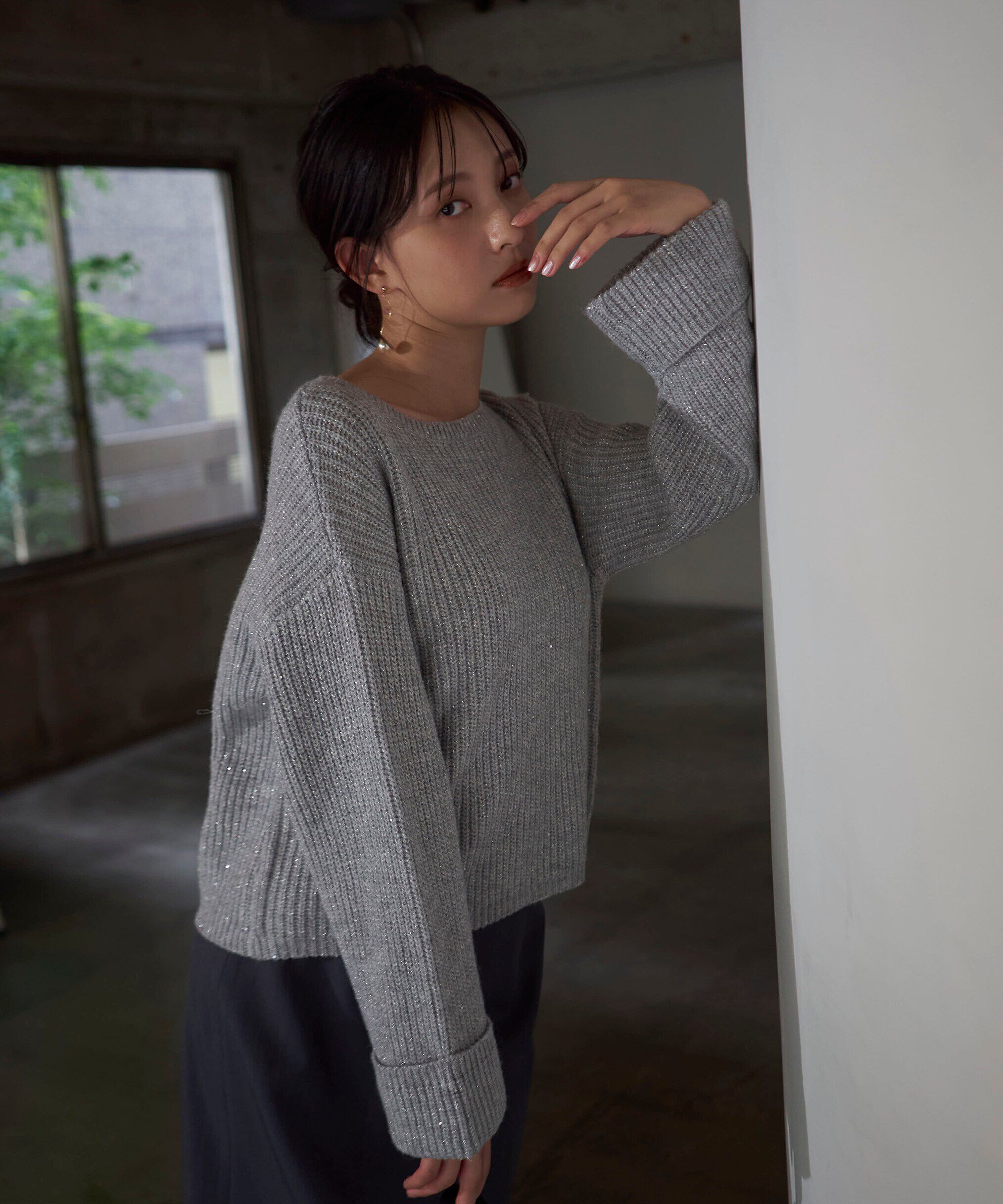 PROPORTION BODY DRESSING「スパンコール畦ニット WEB限定カラー：ブルー　24AW」|ニット・セーター|グレー