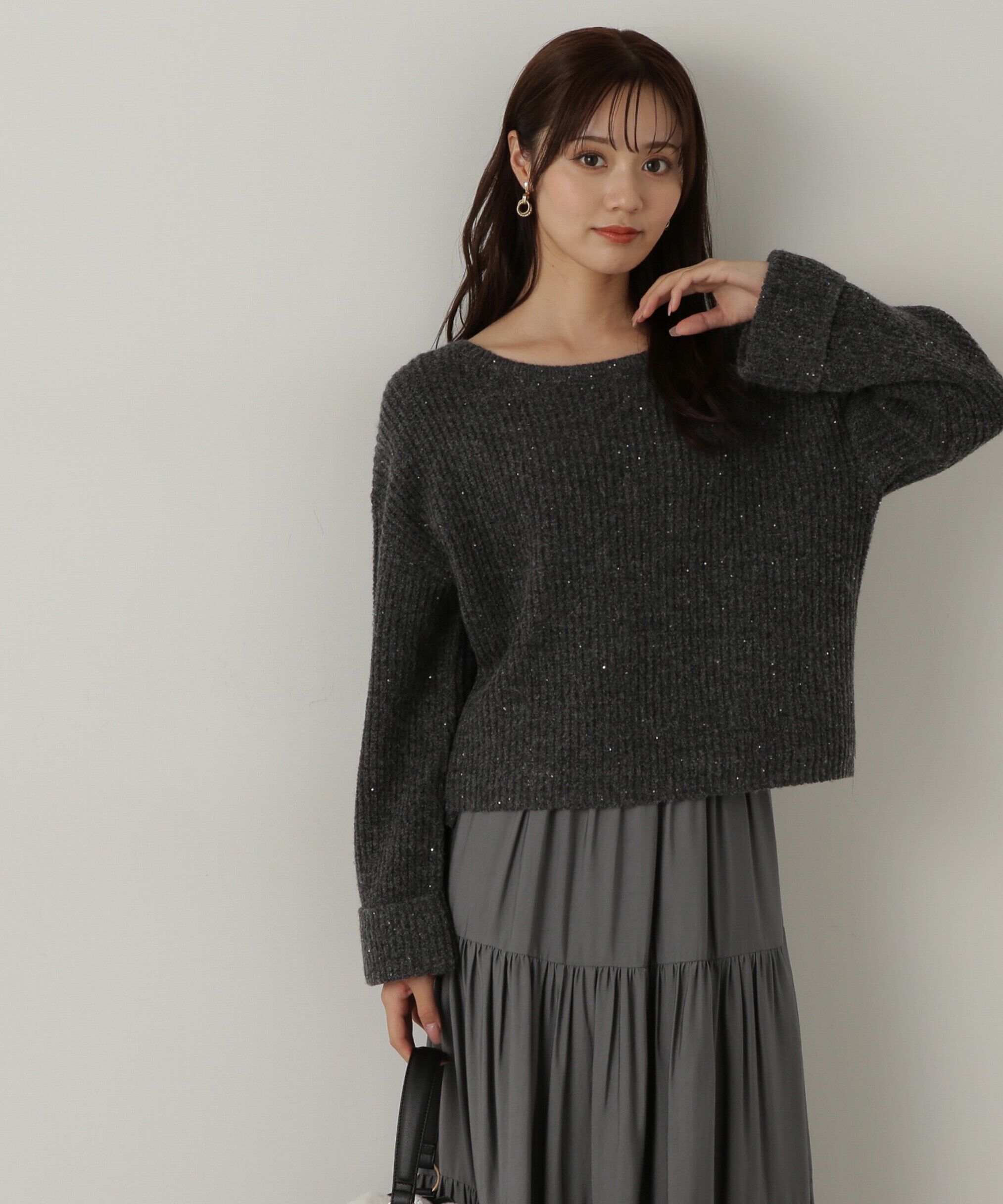 PROPORTION BODY DRESSING「スパンコール畦ニット WEB限定カラー：ブルー　24AW」|ニット・セーター|
