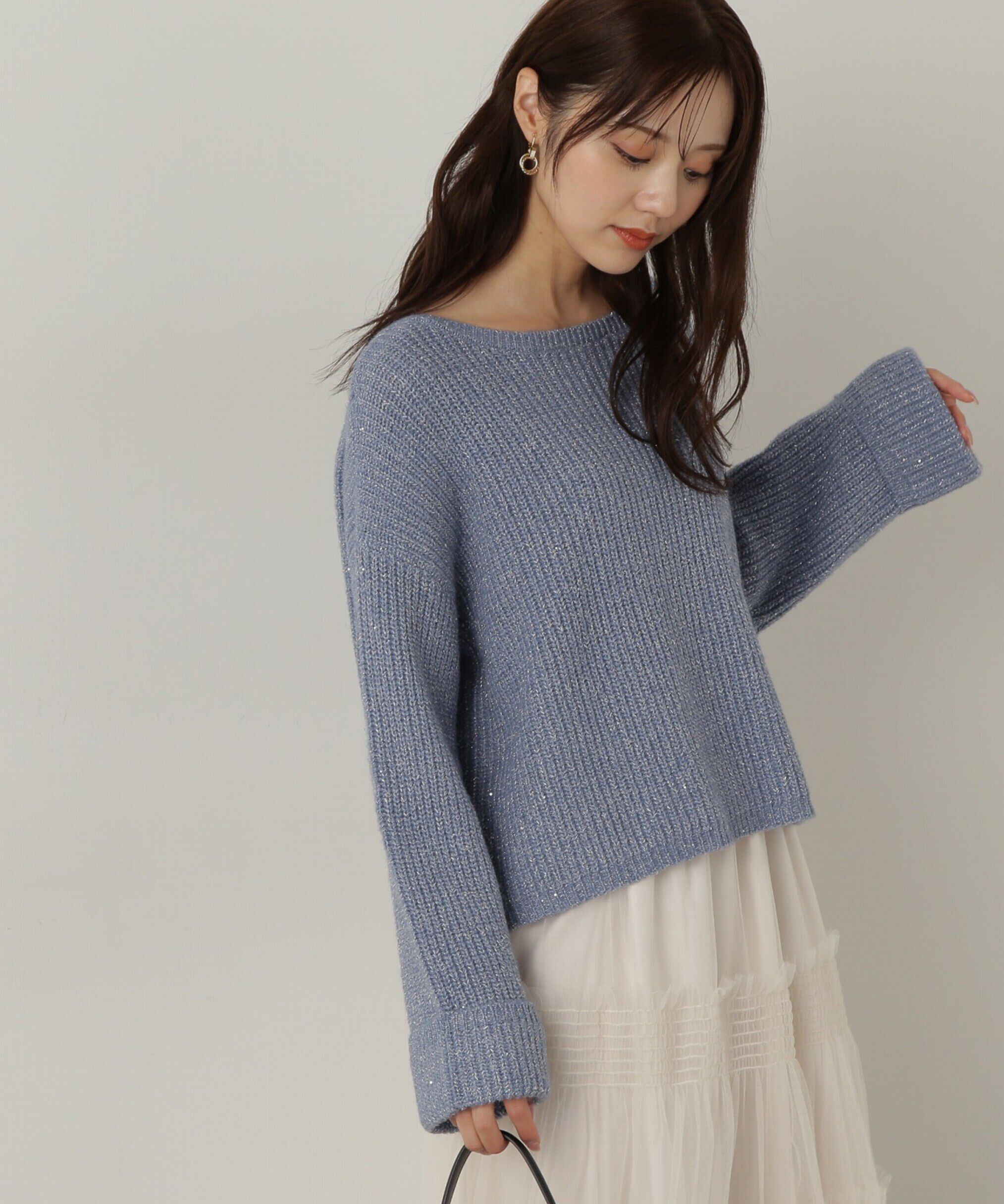 PROPORTION BODY DRESSING「スパンコール畦ニット WEB限定カラー：ブルー　24AW」|ニット・セーター|