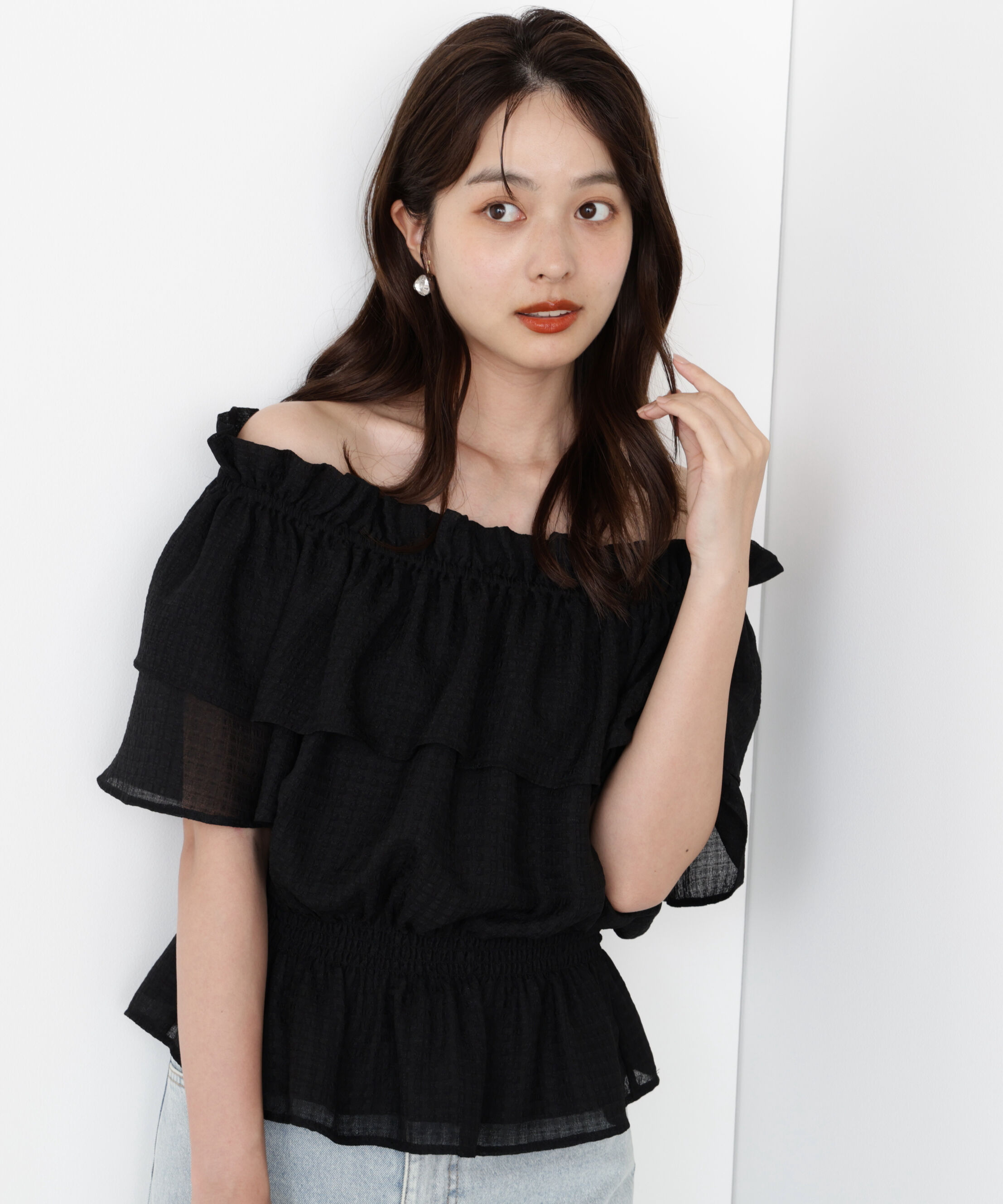 PROPORTION BODY DRESSING「＜ウォッシャブル＞2wayギャザーペプラムブラウス」|シャツ・ブラウス|ブラック