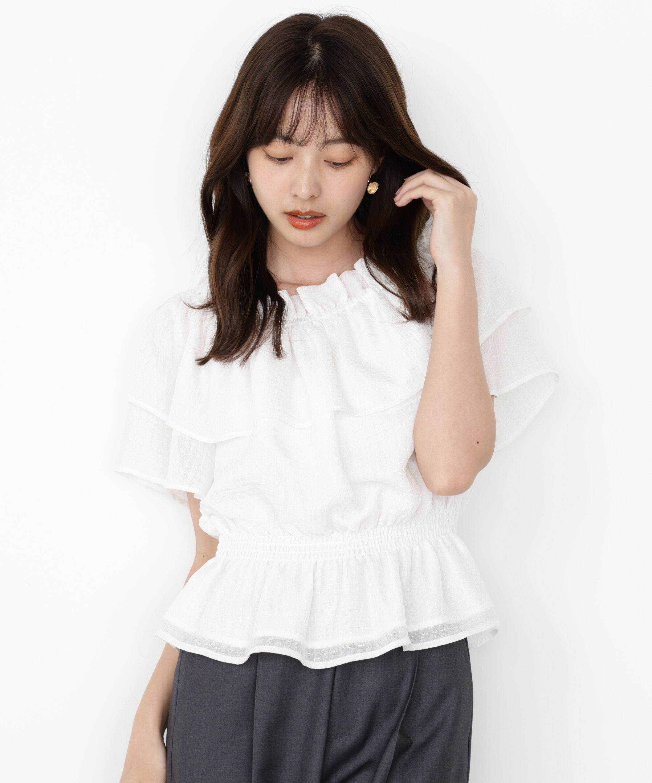 PROPORTION BODY DRESSING「＜ウォッシャブル＞2wayギャザーペプラムブラウス」|シャツ・ブラウス|