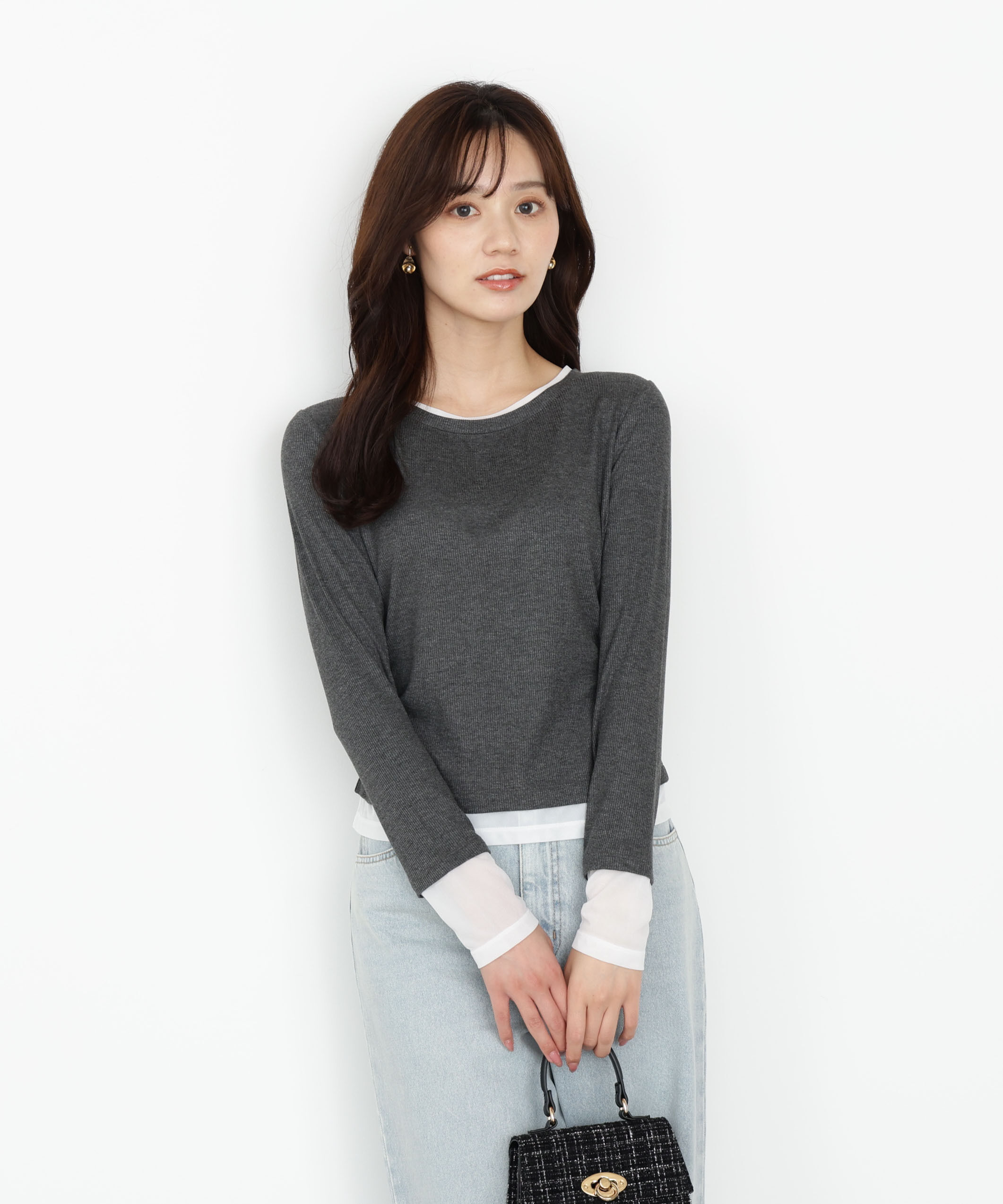 PROPORTION BODY DRESSING「＜ウォッシャブル＞レイヤード風テレコ 25AW」|Tシャツ・カットソー|