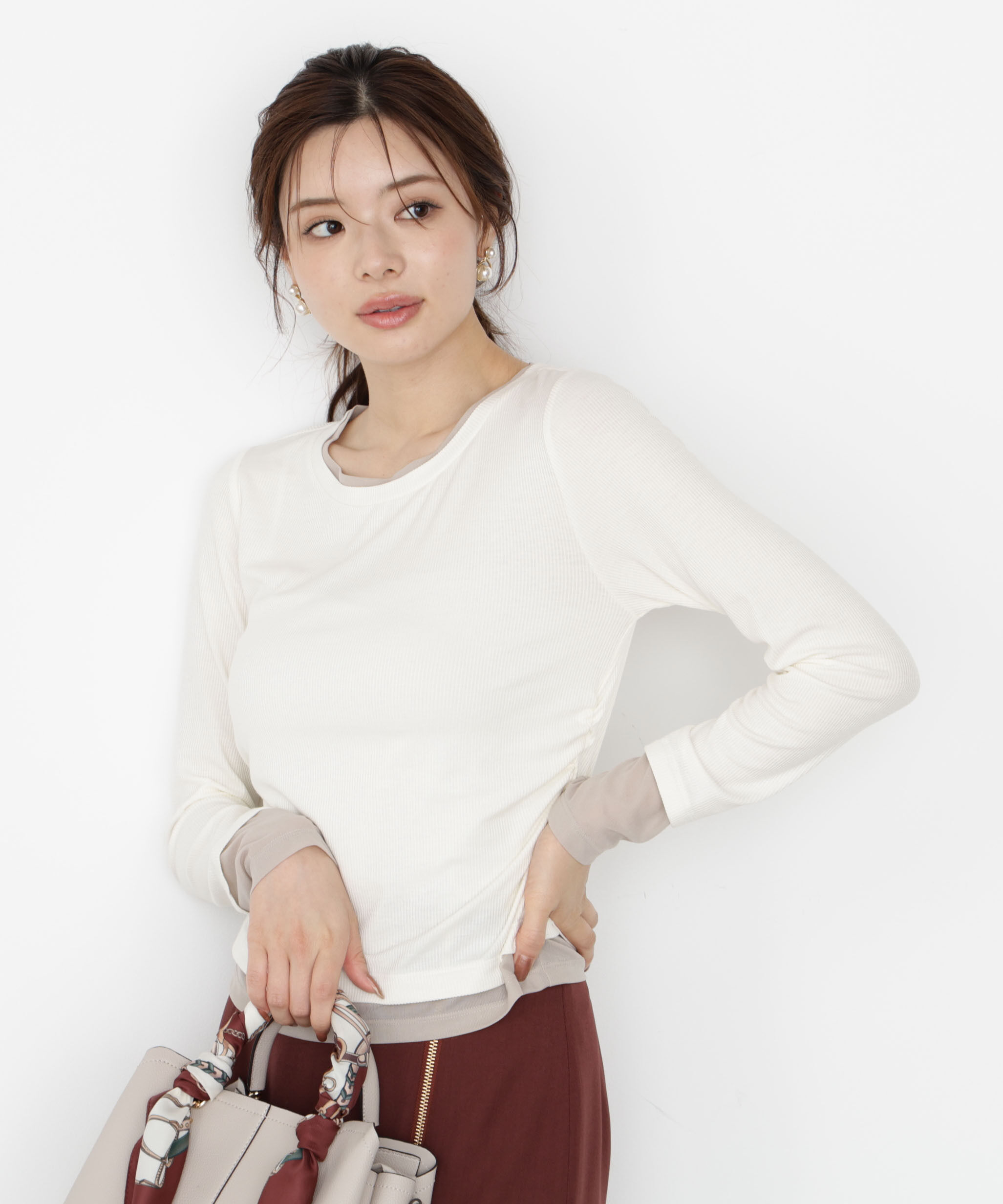 PROPORTION BODY DRESSING「＜ウォッシャブル＞レイヤード風テレコ 25AW」|Tシャツ・カットソー|