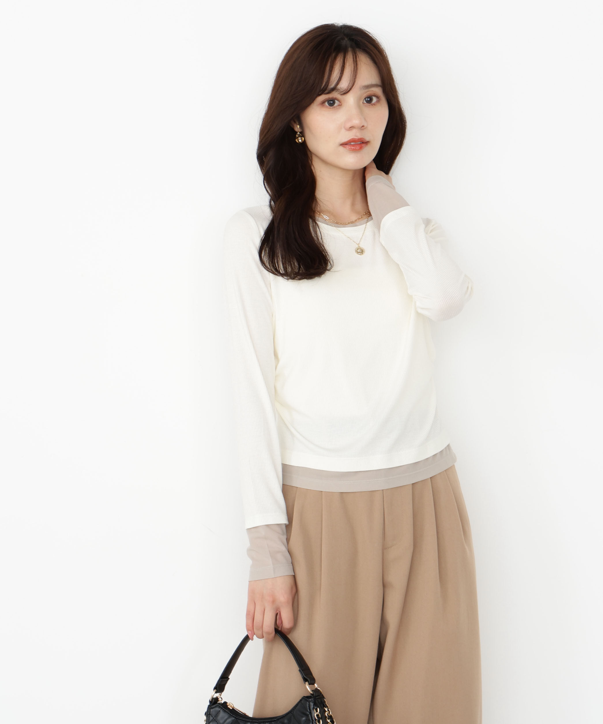 PROPORTION BODY DRESSING「＜ウォッシャブル＞レイヤード風テレコ 25AW」|Tシャツ・カットソー|