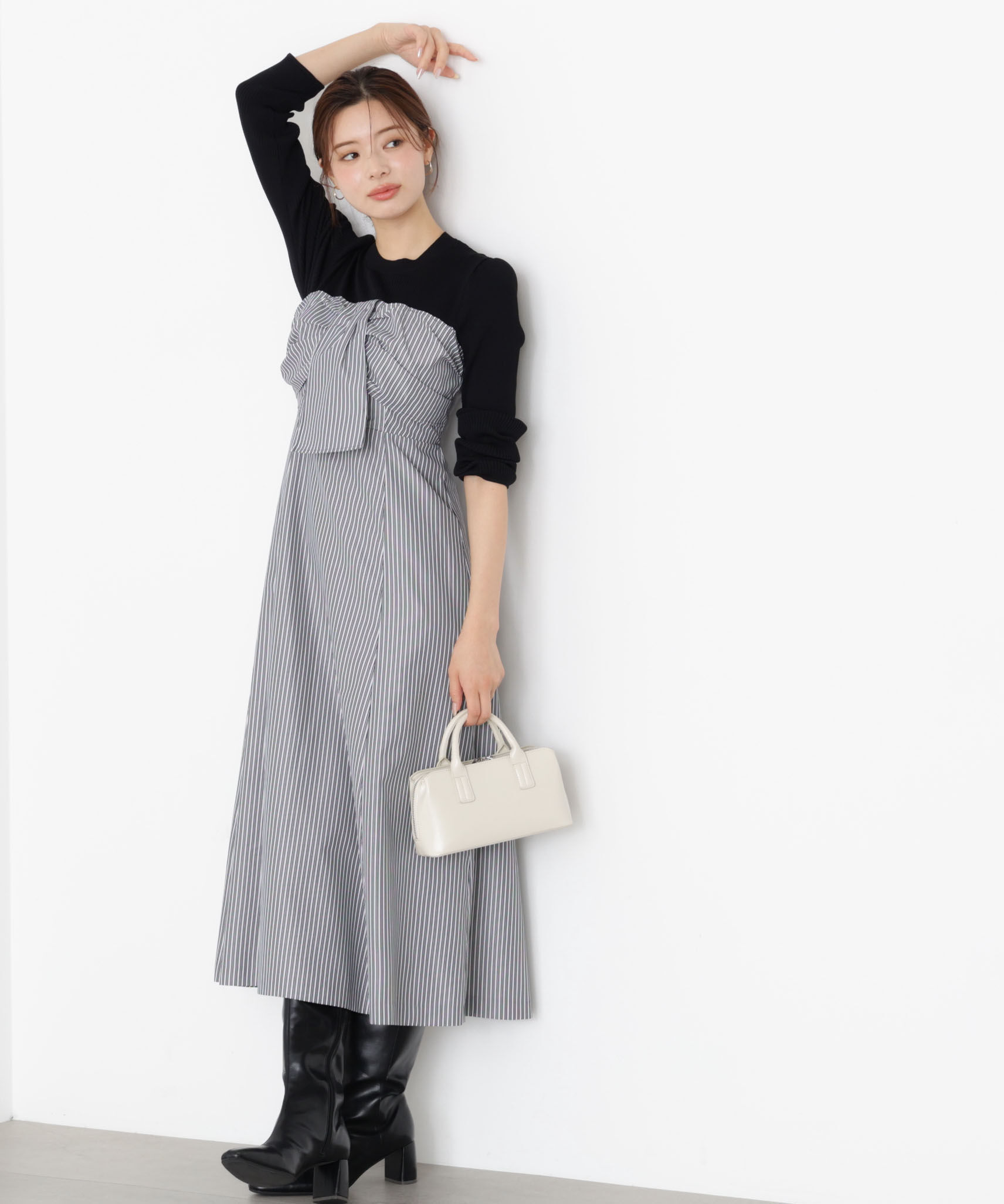 PROPORTION BODY DRESSING「フロントリボンドッキングワンピース 25AW」|ワンピース|