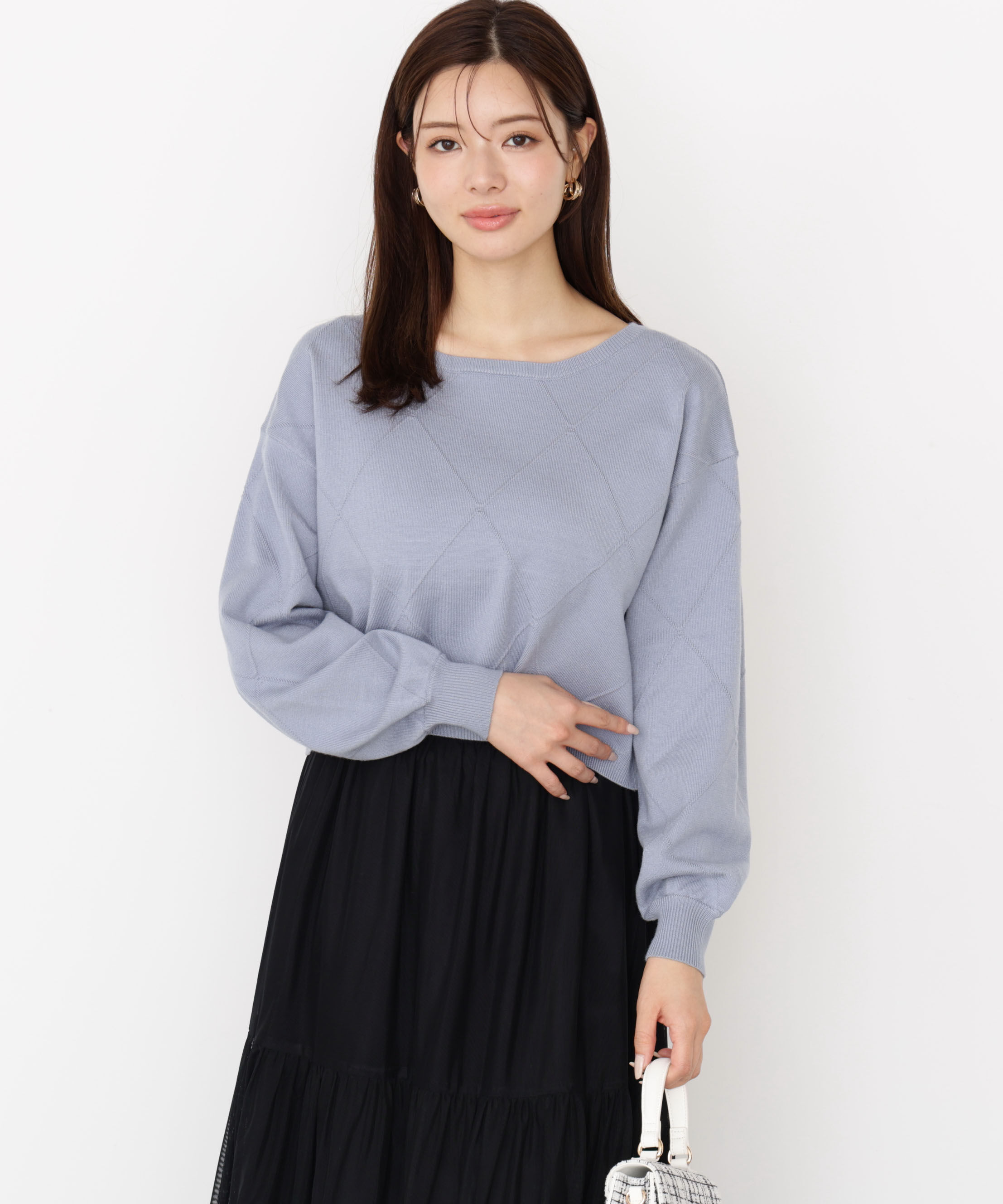 PROPORTION BODY DRESSING「＜ハンドウォッシャブル＞ダイヤ柄短丈ニット 25AW」|ニット・セーター|