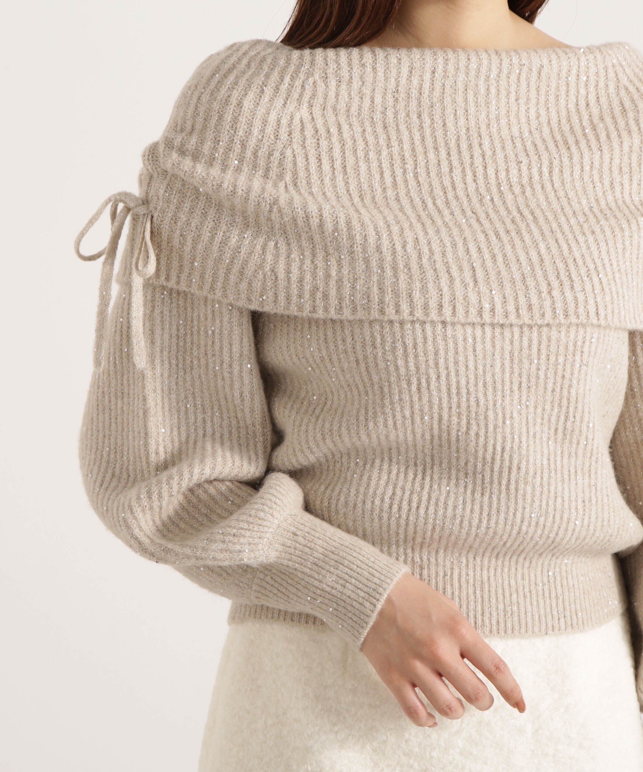 PROPORTION BODY DRESSING「リボン付きオフショルニット 25AW」|ニット・セーター|