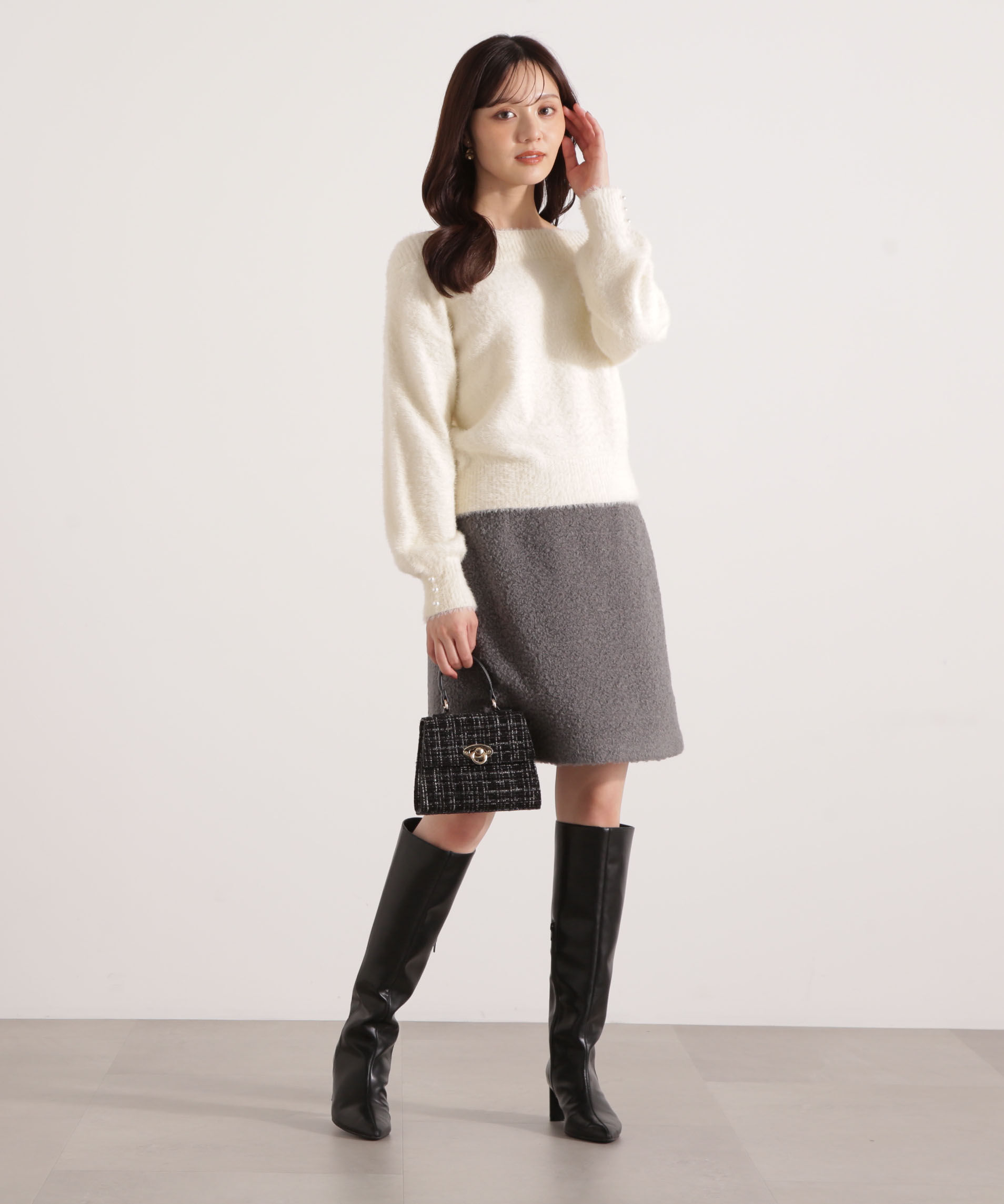 PROPORTION BODY DRESSING「ミニシャギーオフショルニット 25AW」|ニット・セーター|