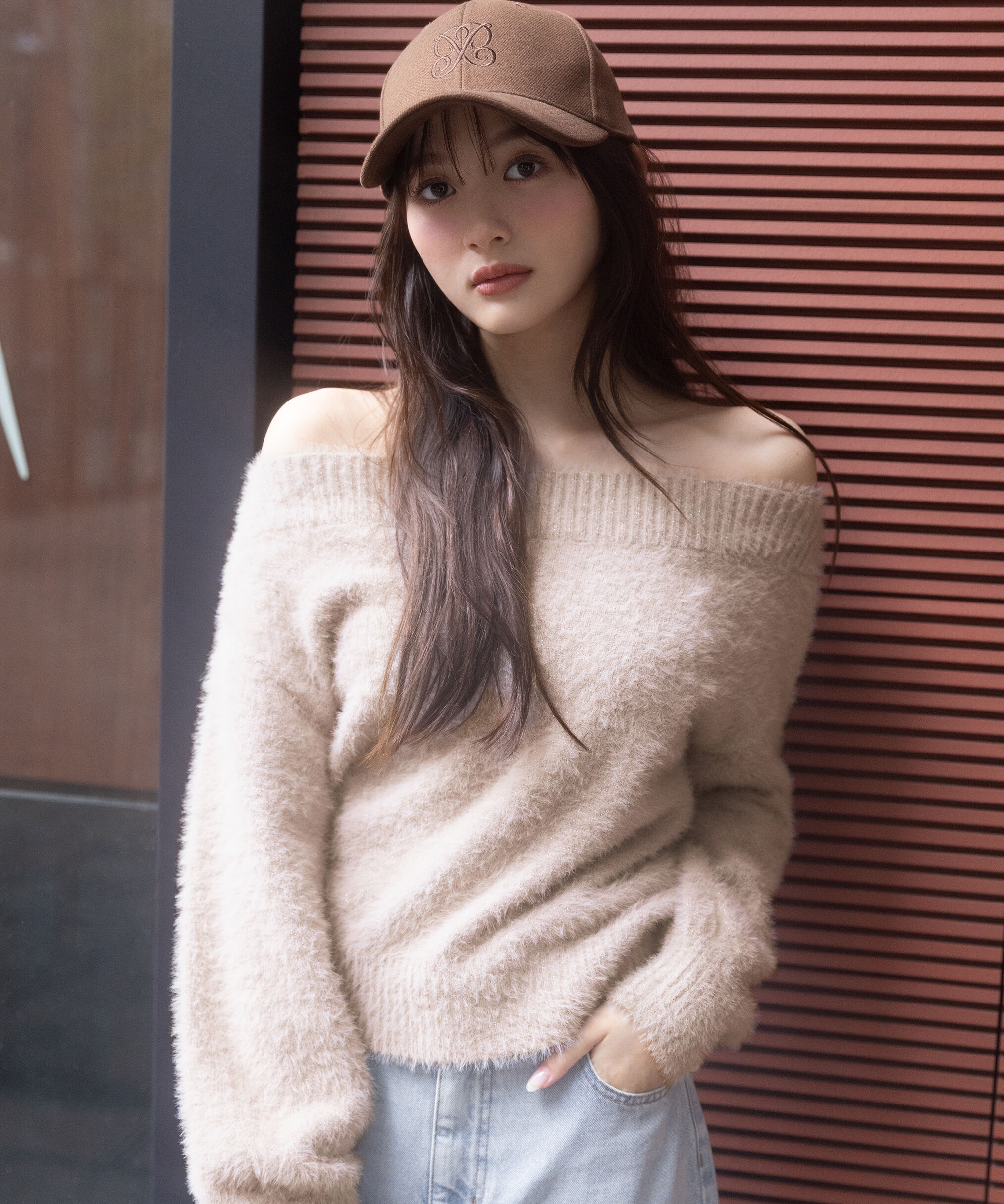 PROPORTION BODY DRESSING「ミニシャギーオフショルニット 25AW」|ニット・セーター|ラメベージュ