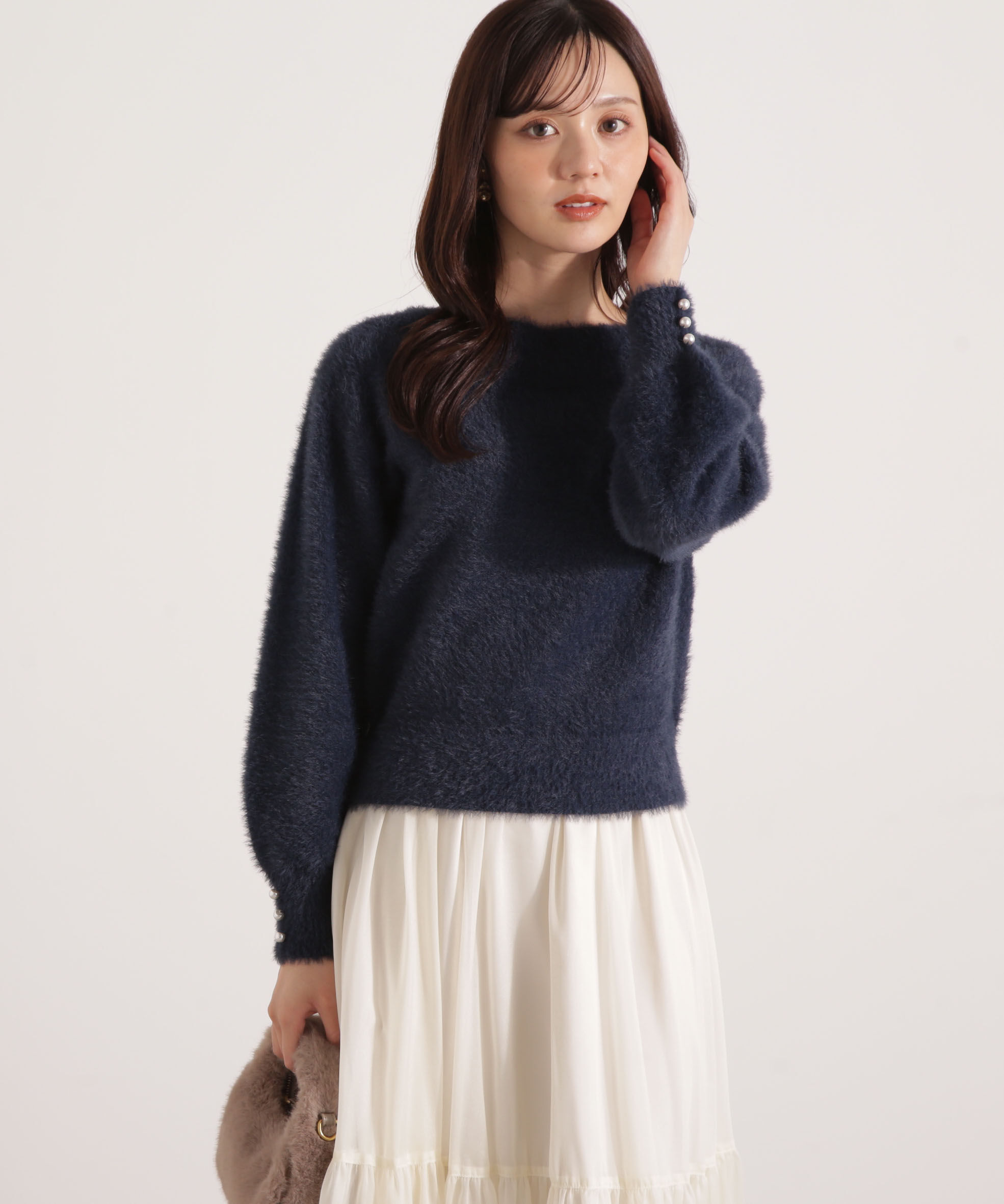 PROPORTION BODY DRESSING「ミニシャギーオフショルニット 25AW」|ニット・セーター|