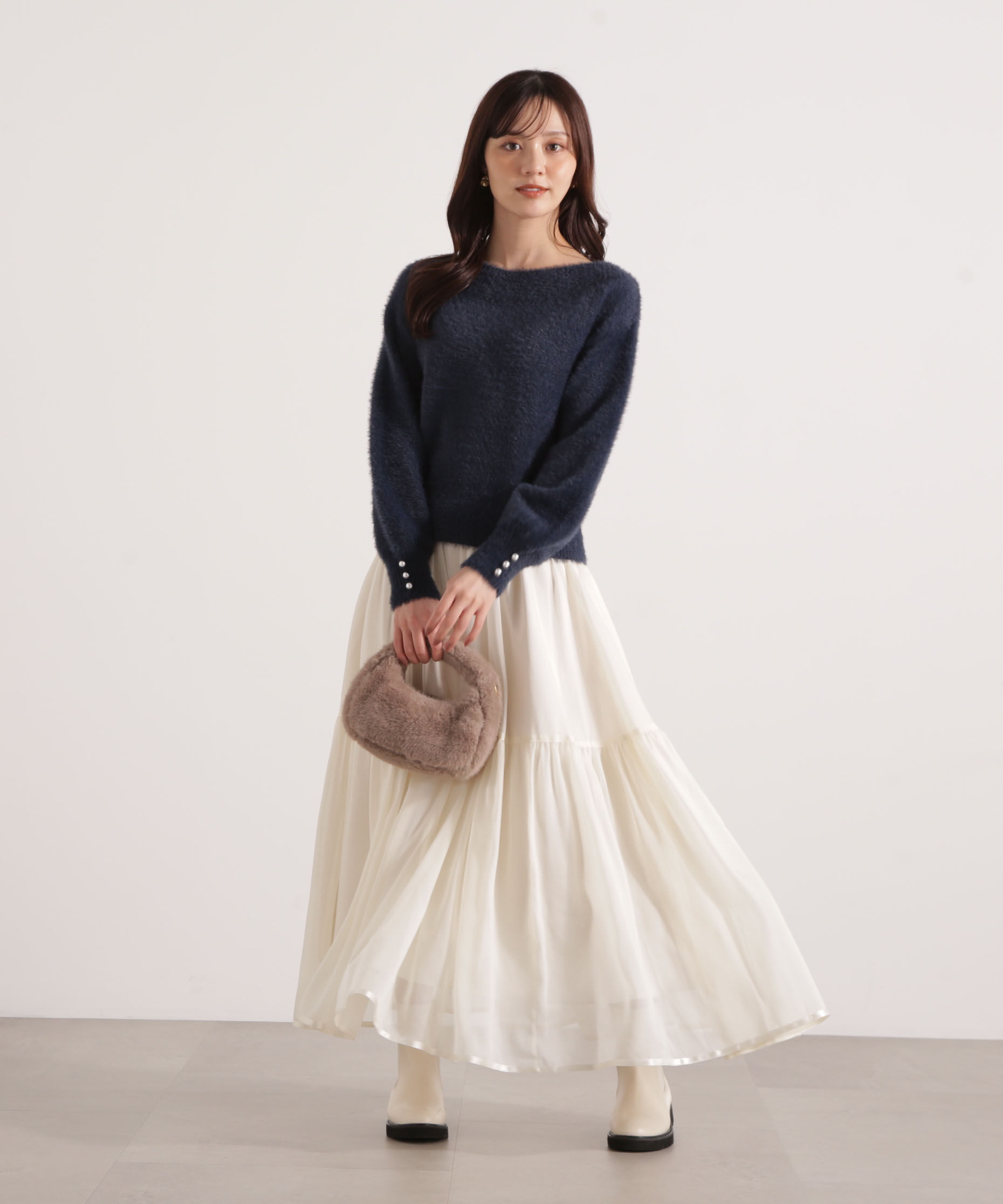 PROPORTION BODY DRESSING「ミニシャギーオフショルニット 25AW」|ニット・セーター|