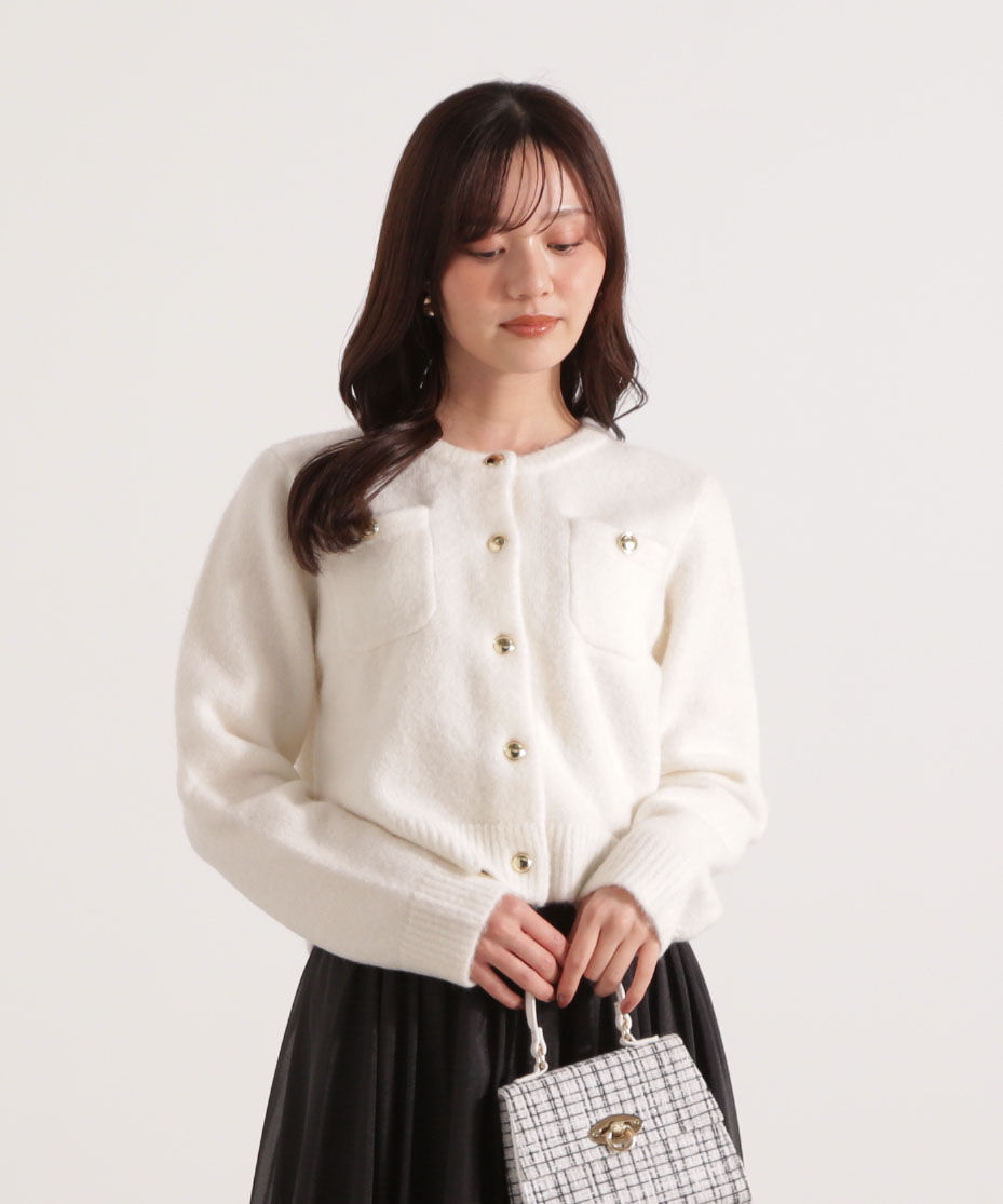 PROPORTION BODY DRESSING「釦POINTウール混カーディガン 25AW」|カーディガン|