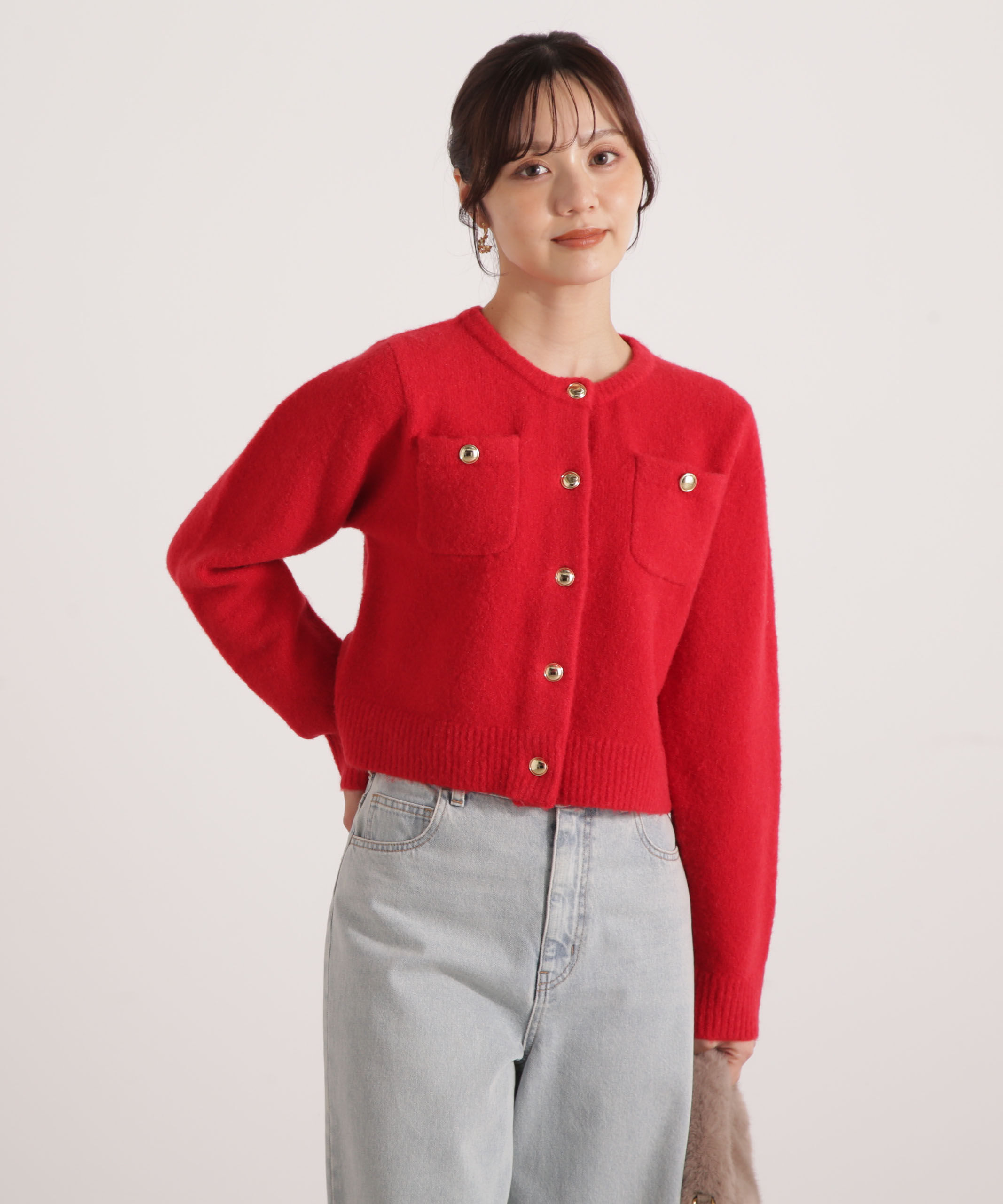 PROPORTION BODY DRESSING「釦POINTウール混カーディガン 25AW」|カーディガン|