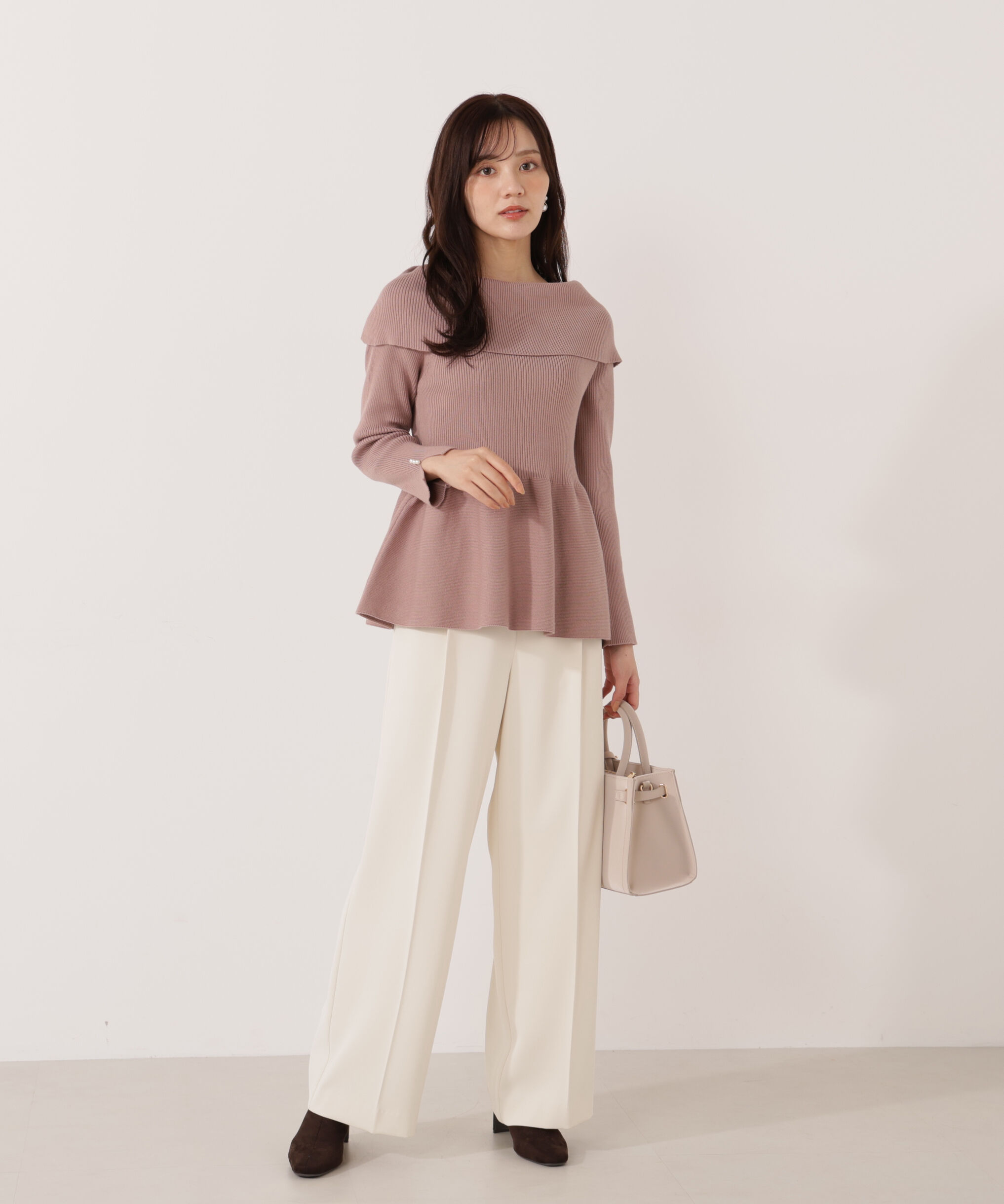 PROPORTION BODY DRESSING「オフショルペプラムニットセット　25AW」|ワンピース|