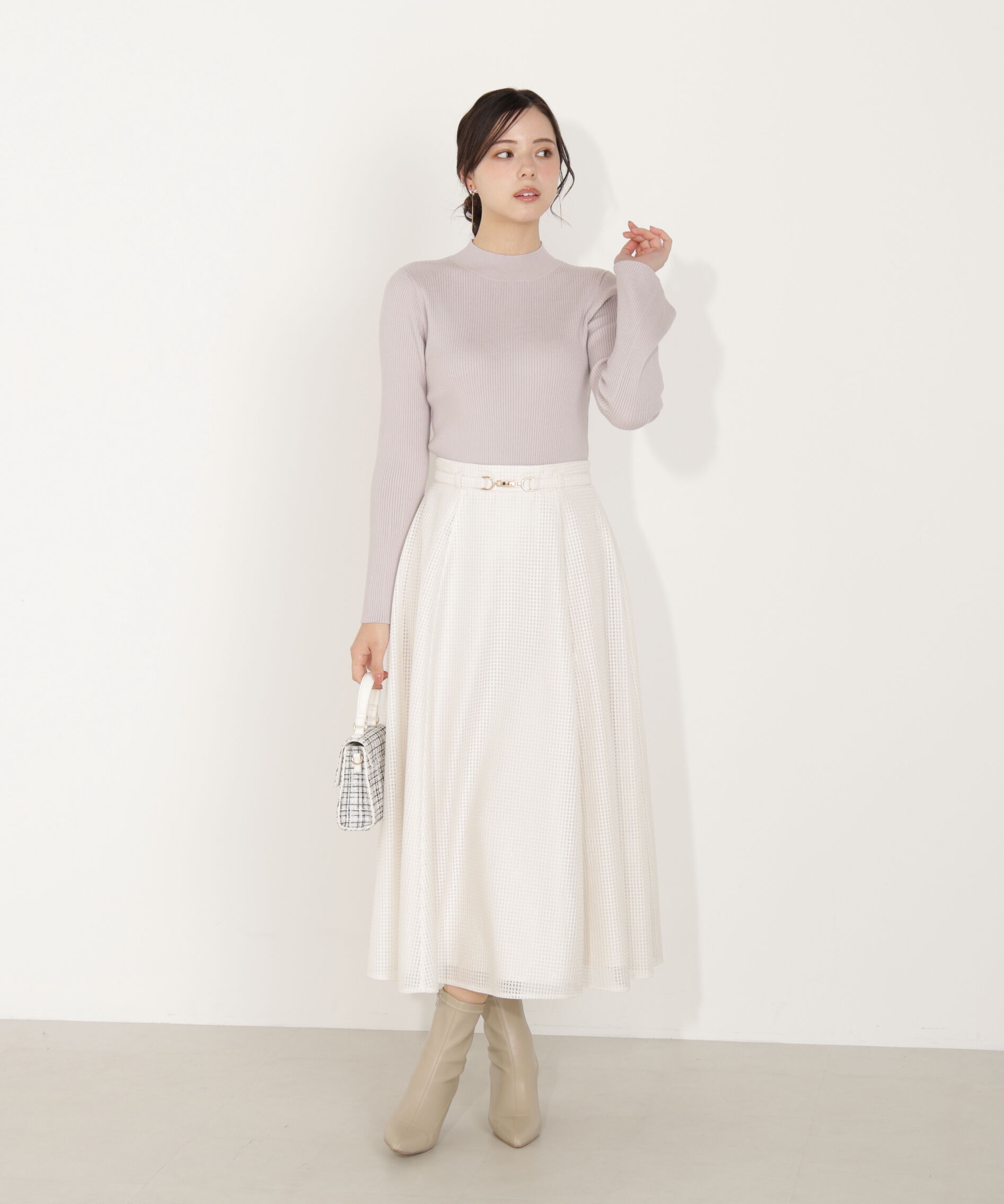 PROPORTION BODY DRESSING「ビット付きシアーメッシュスカート」|スカート|エクリュ1