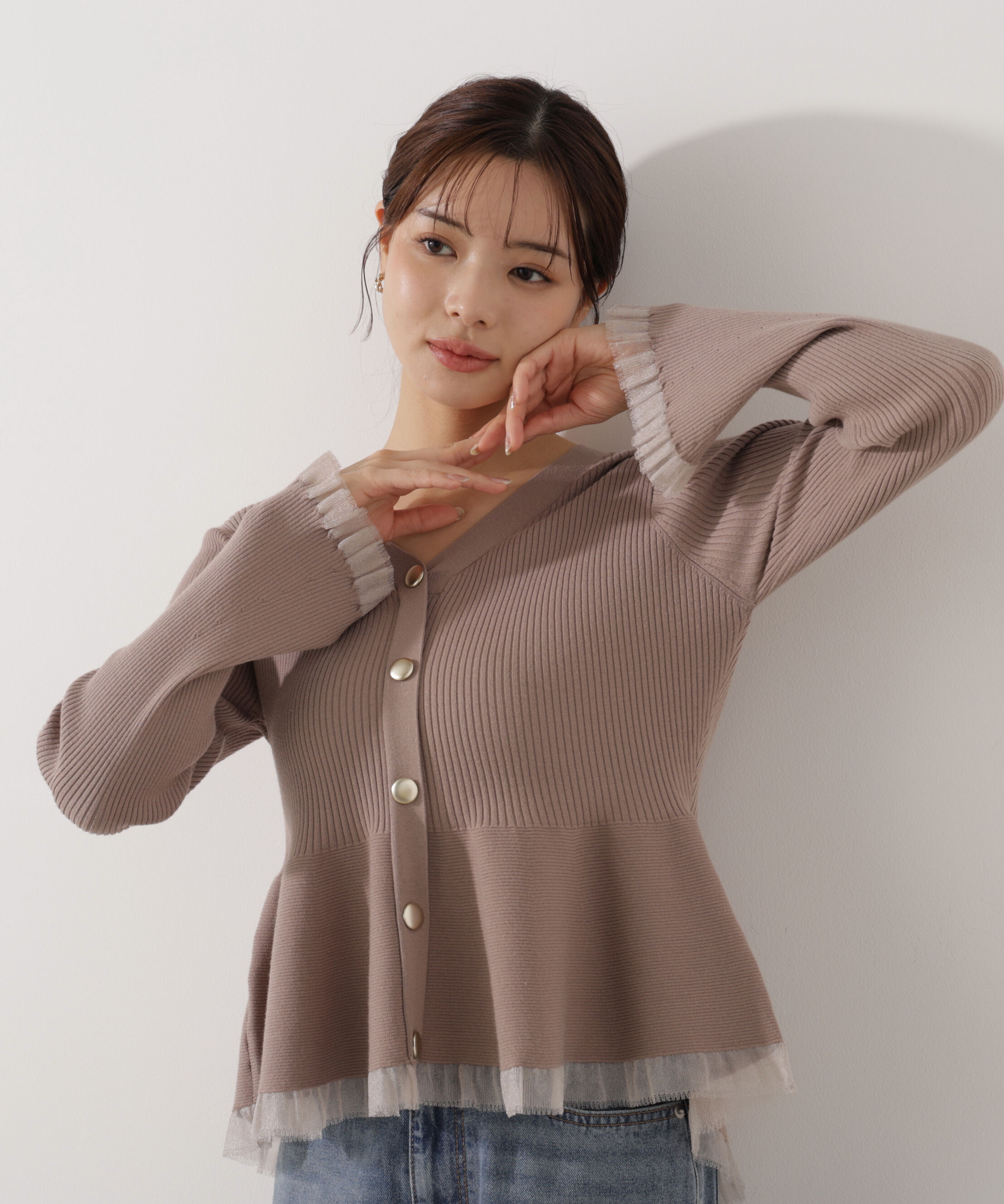 PROPORTION BODY DRESSING「シアー切替ペプラムニット　26SS」|ニット・セーター|