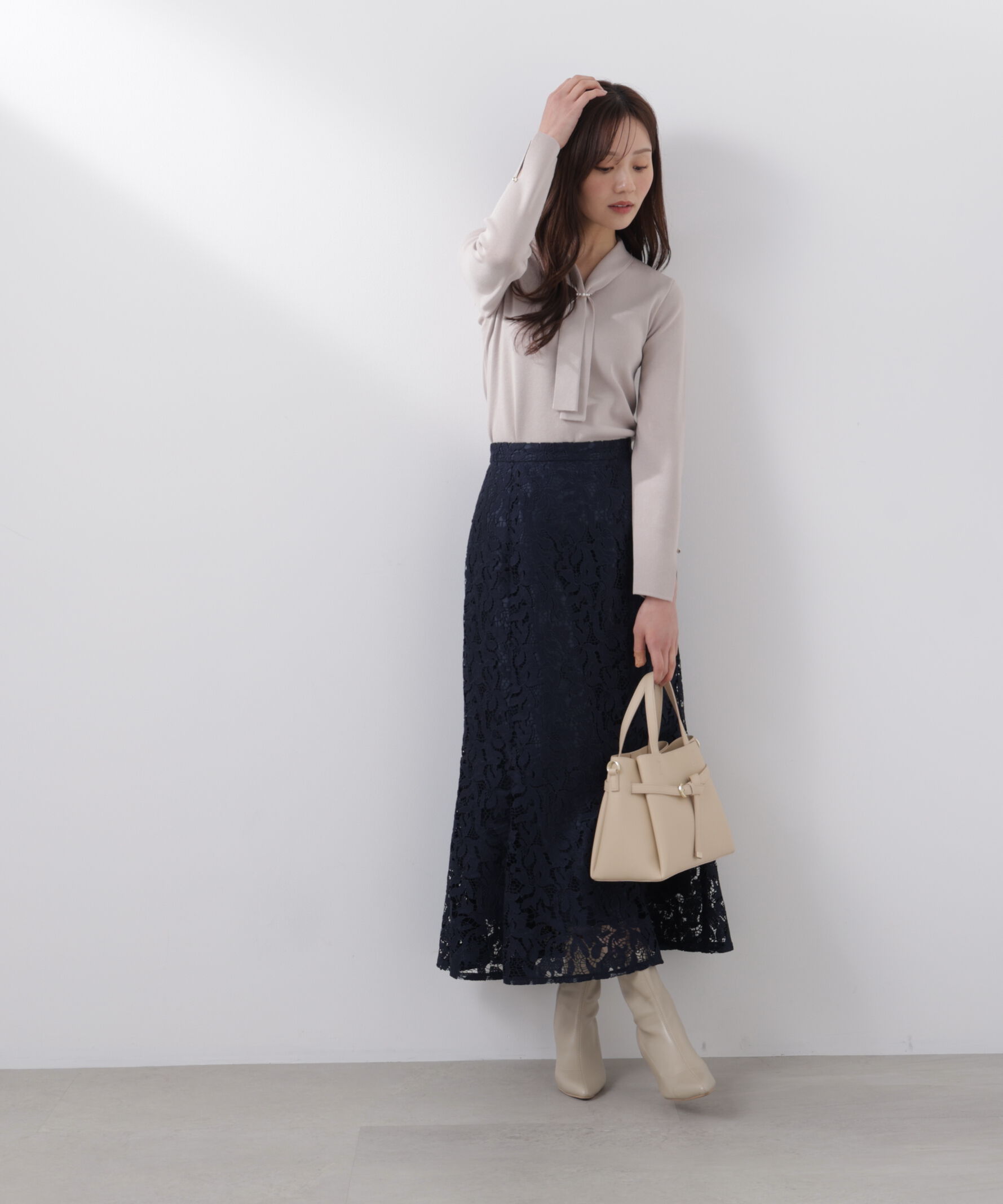 PROPORTION BODY DRESSING「レースマーメイドスカート　26SS」|スカート|ネイビー
