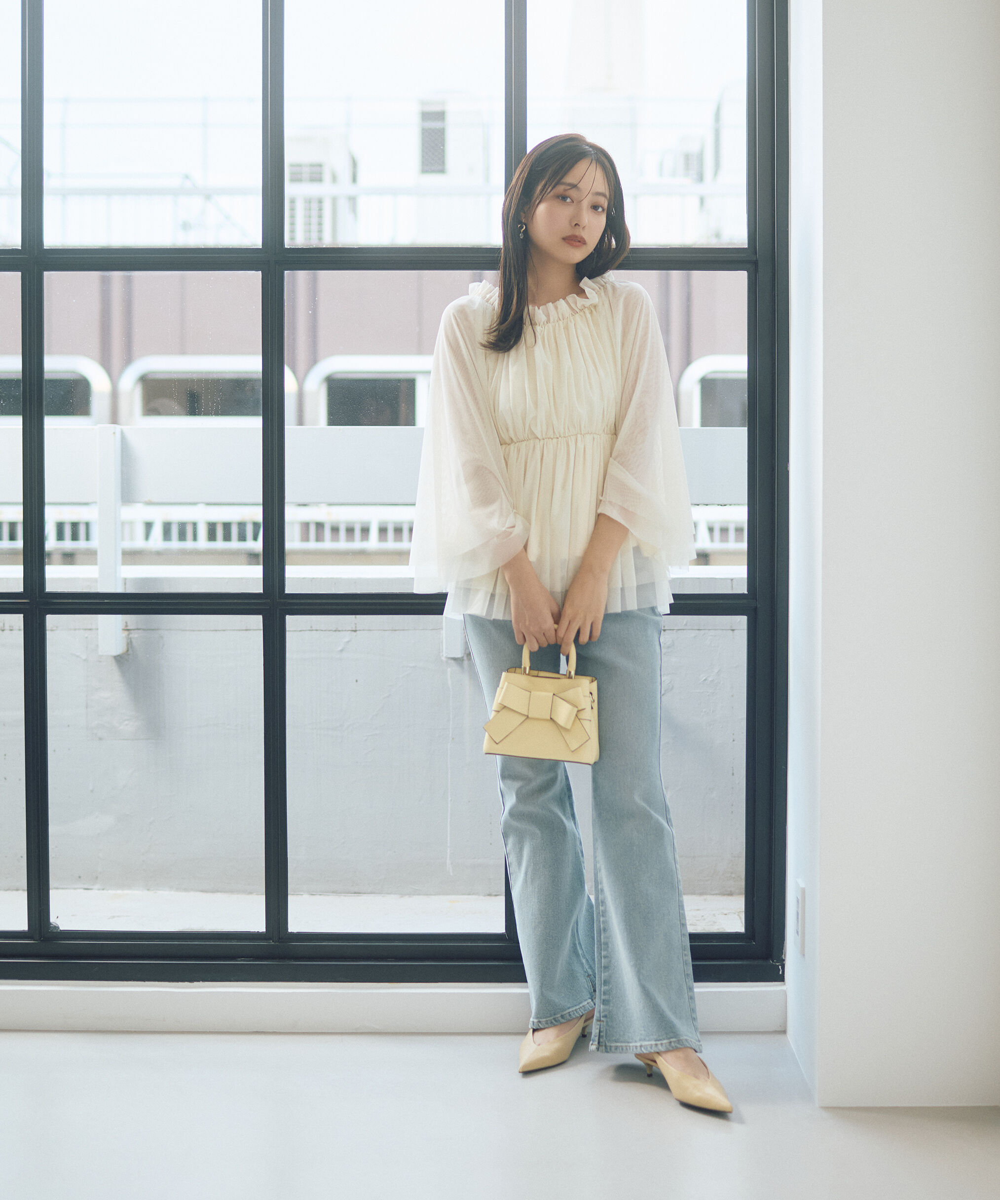PROPORTION BODY DRESSING「＜明日香さんコラボ＞チュールスリーブフレアブラウス　26SS」|シャツ・ブラウス|