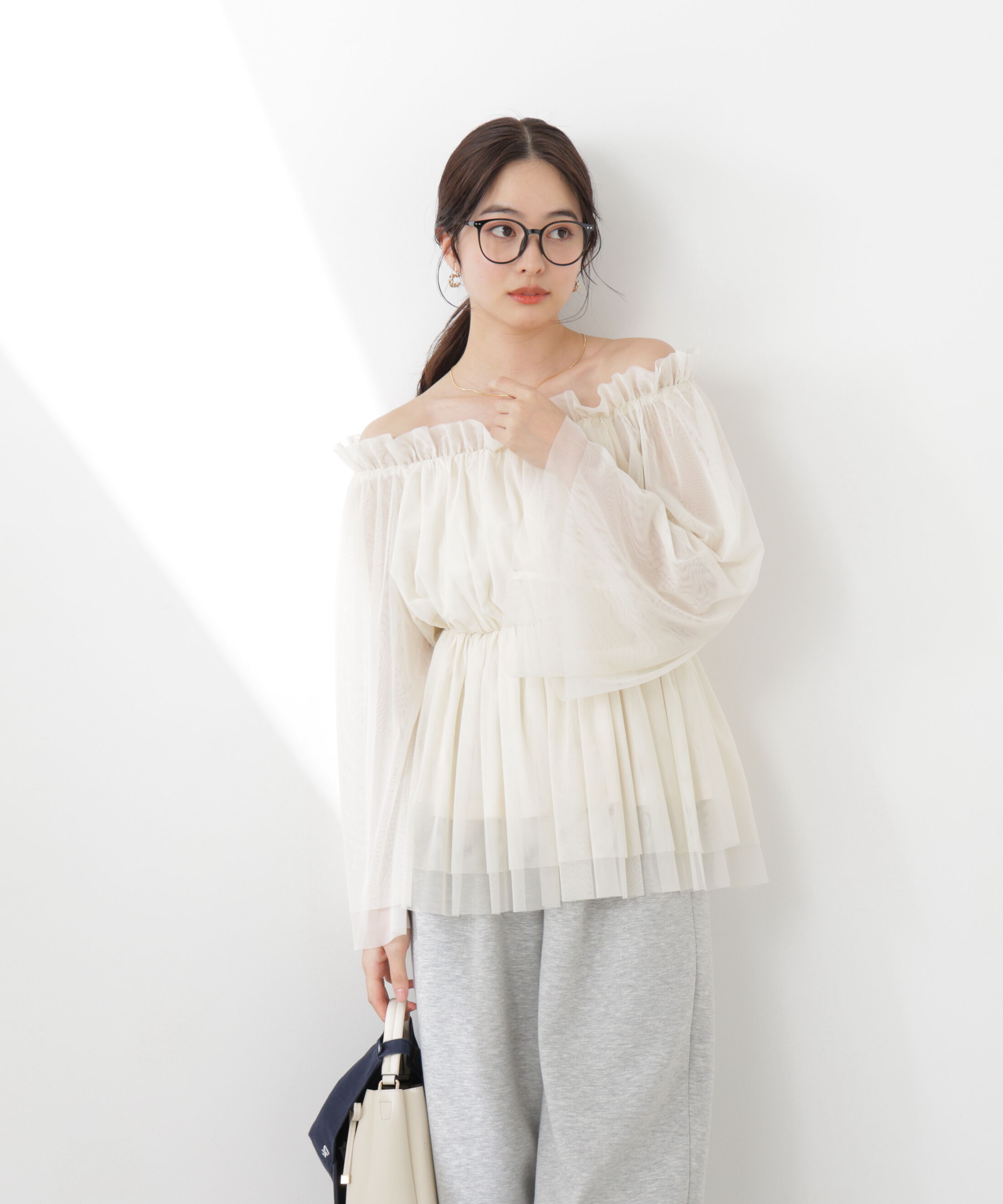 PROPORTION BODY DRESSING「＜明日香さんコラボ＞チュールスリーブフレアブラウス　26SS」|シャツ・ブラウス|