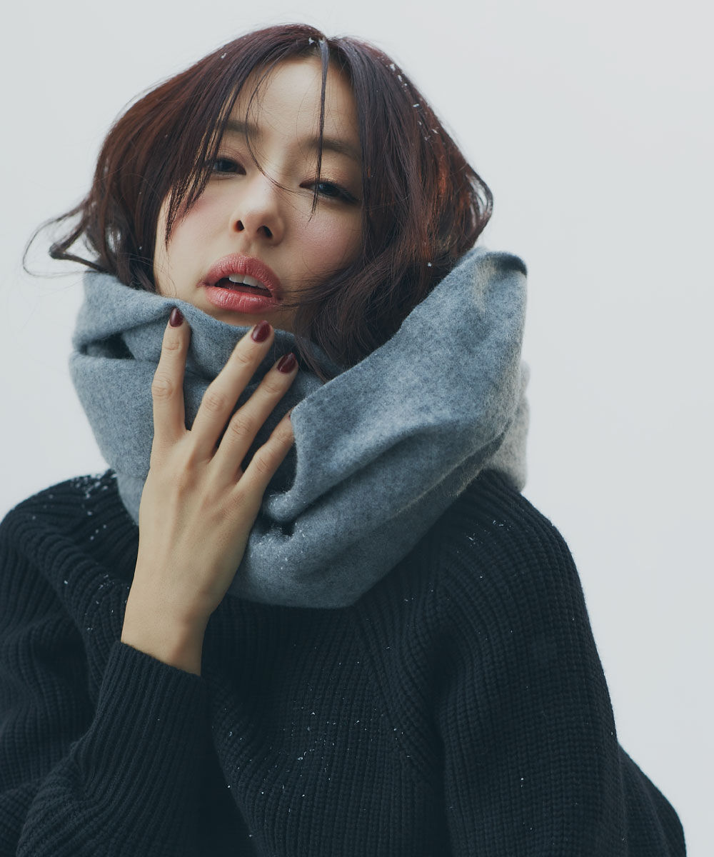  「カシミヤ100%ボリュームストール」|バンダナ・スカーフ|グレー