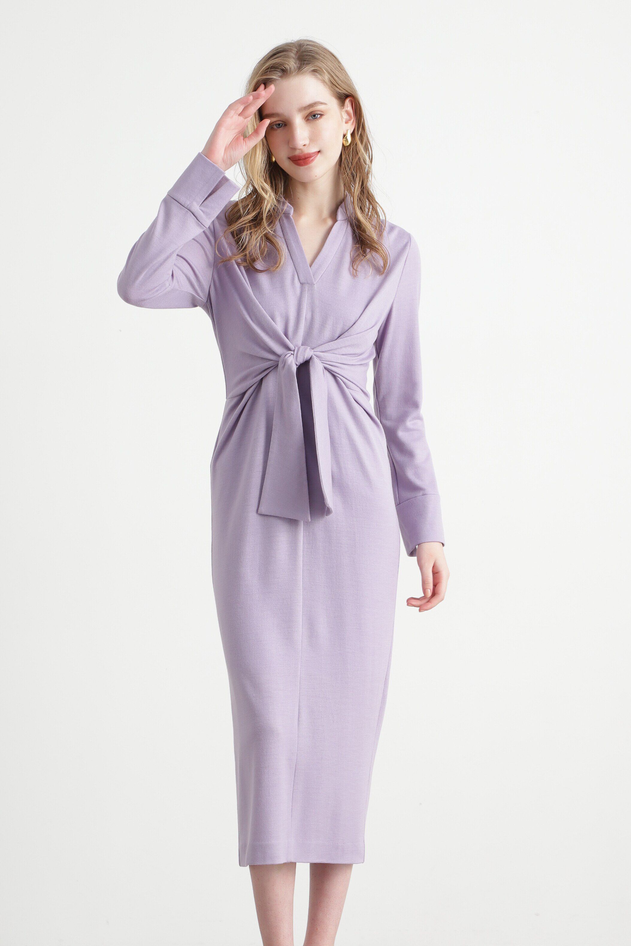  「◆ウエストリボンジャージワンピース」|ワンピース|ラベンダー1