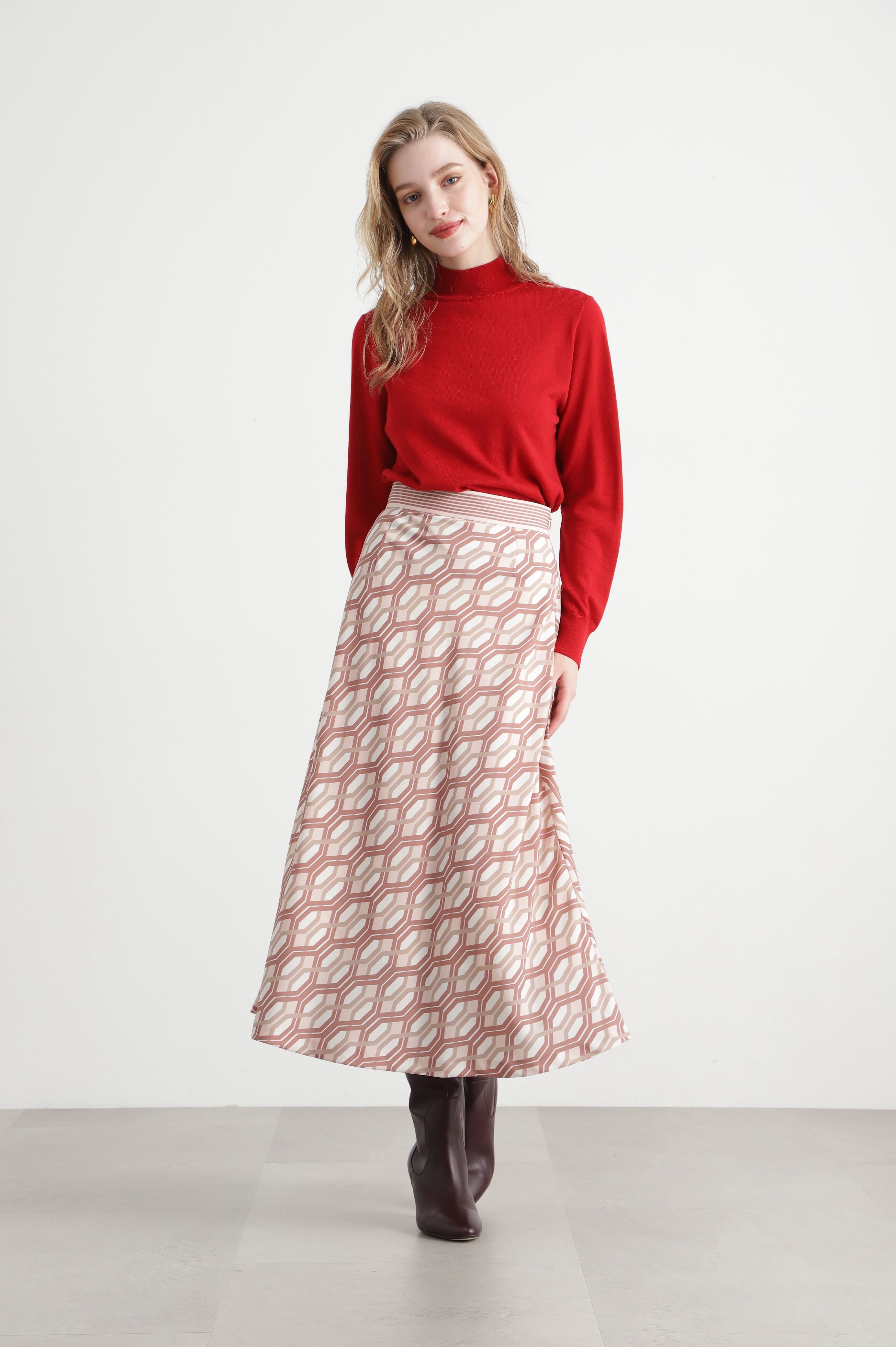  「ジオメトリックラインプリントスカート」|スカート|