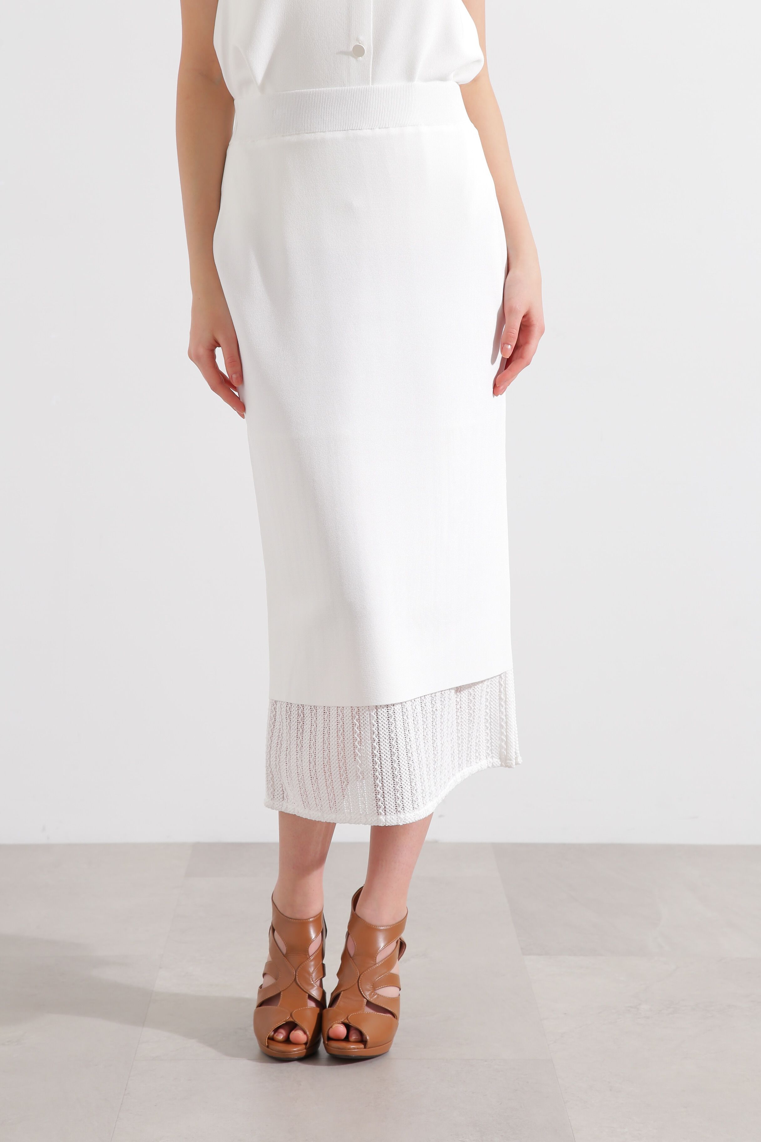  「◆レースコンビニットスカート」|スカート|ホワイト