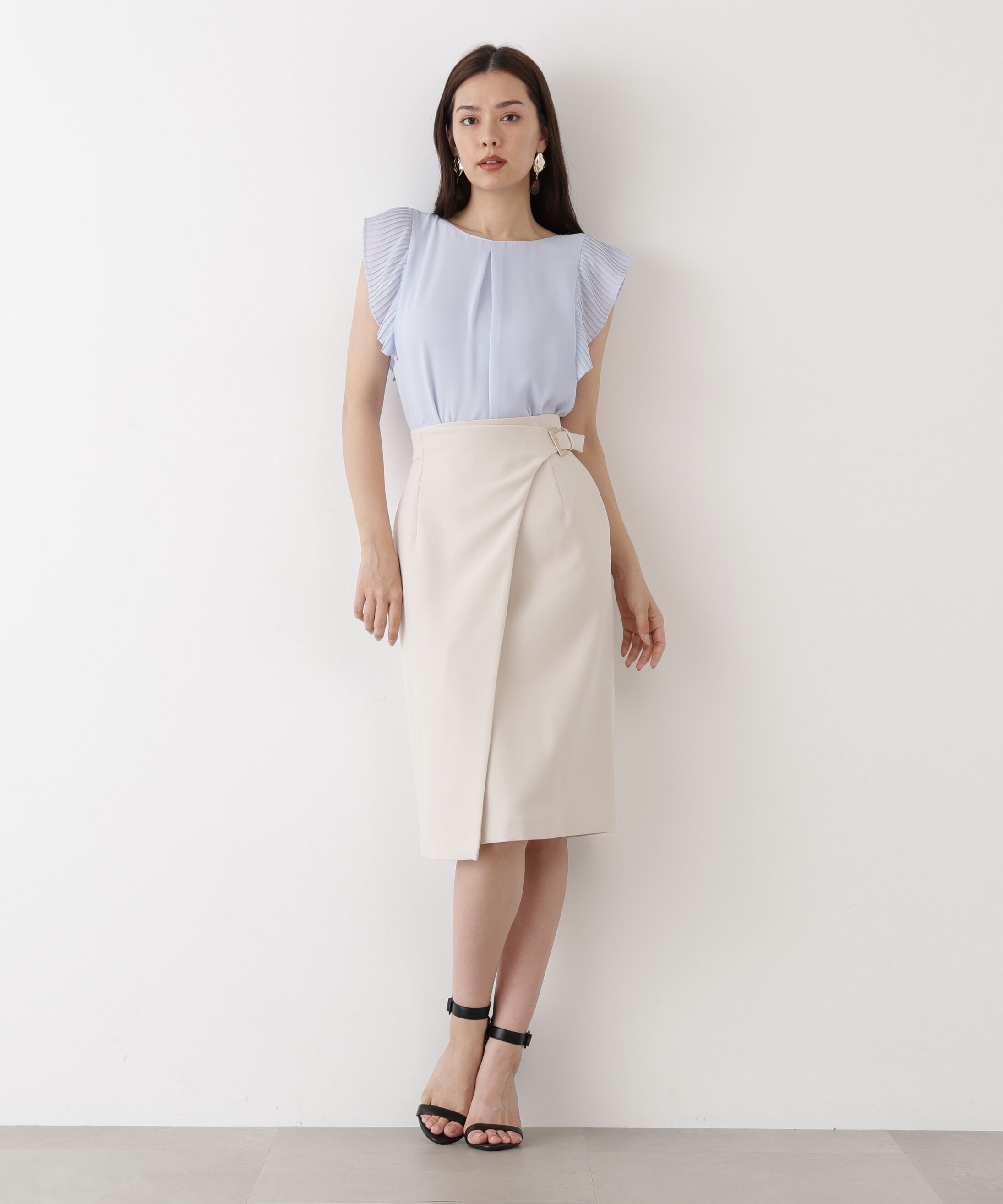  「サイドバックルラップ風スカート」|スカート|