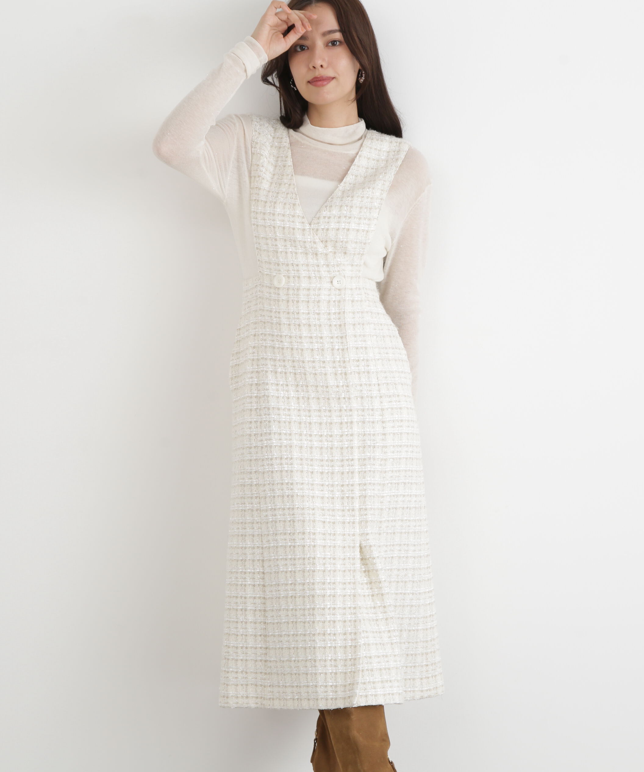  「◆ループツイードジャンバースカート」|ワンピース|