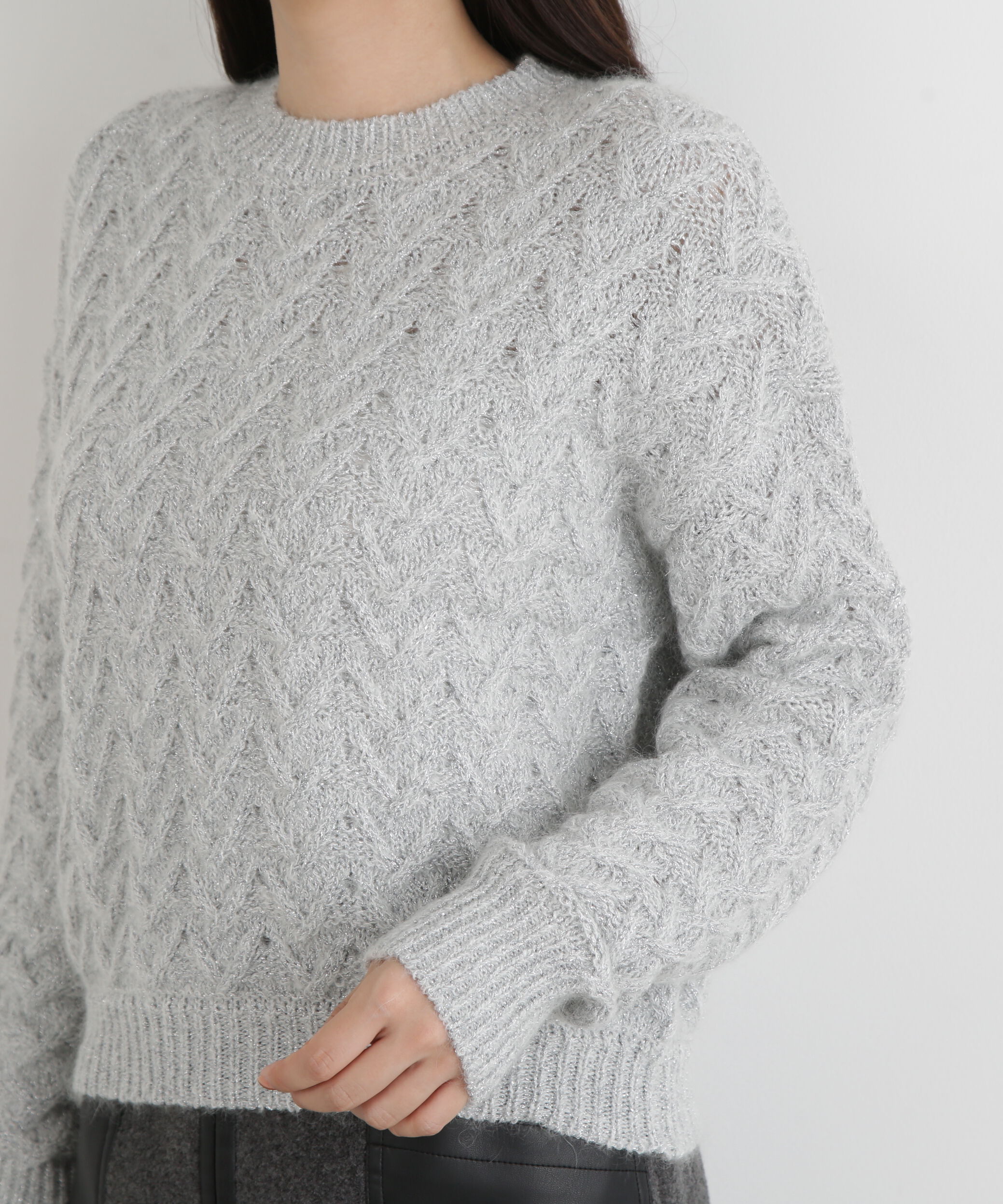  「◆ラメケーブルニットプルオーバー」|ニット・セーター|