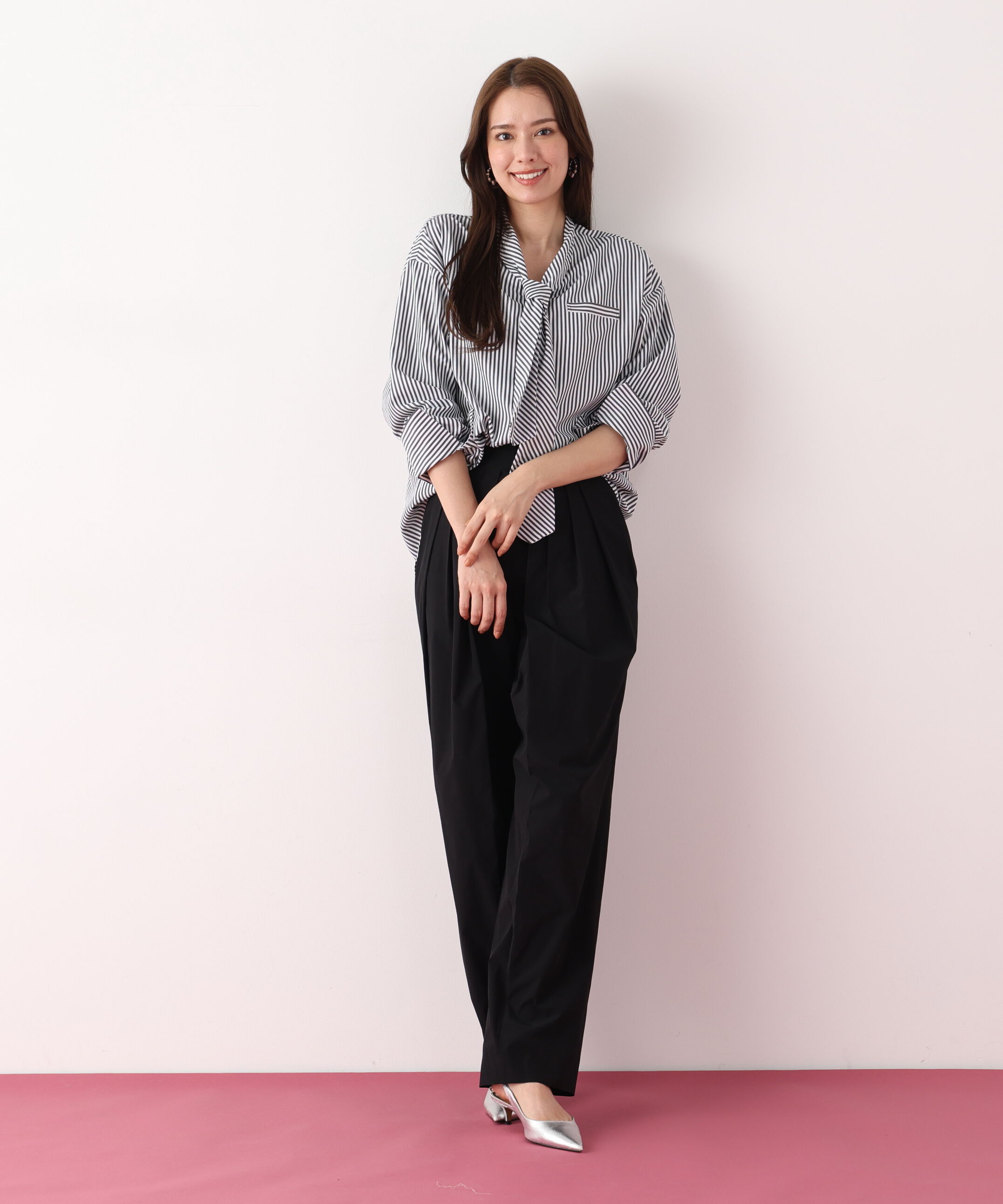  「ストライプタイネックシャツ」|シャツ・ブラウス|