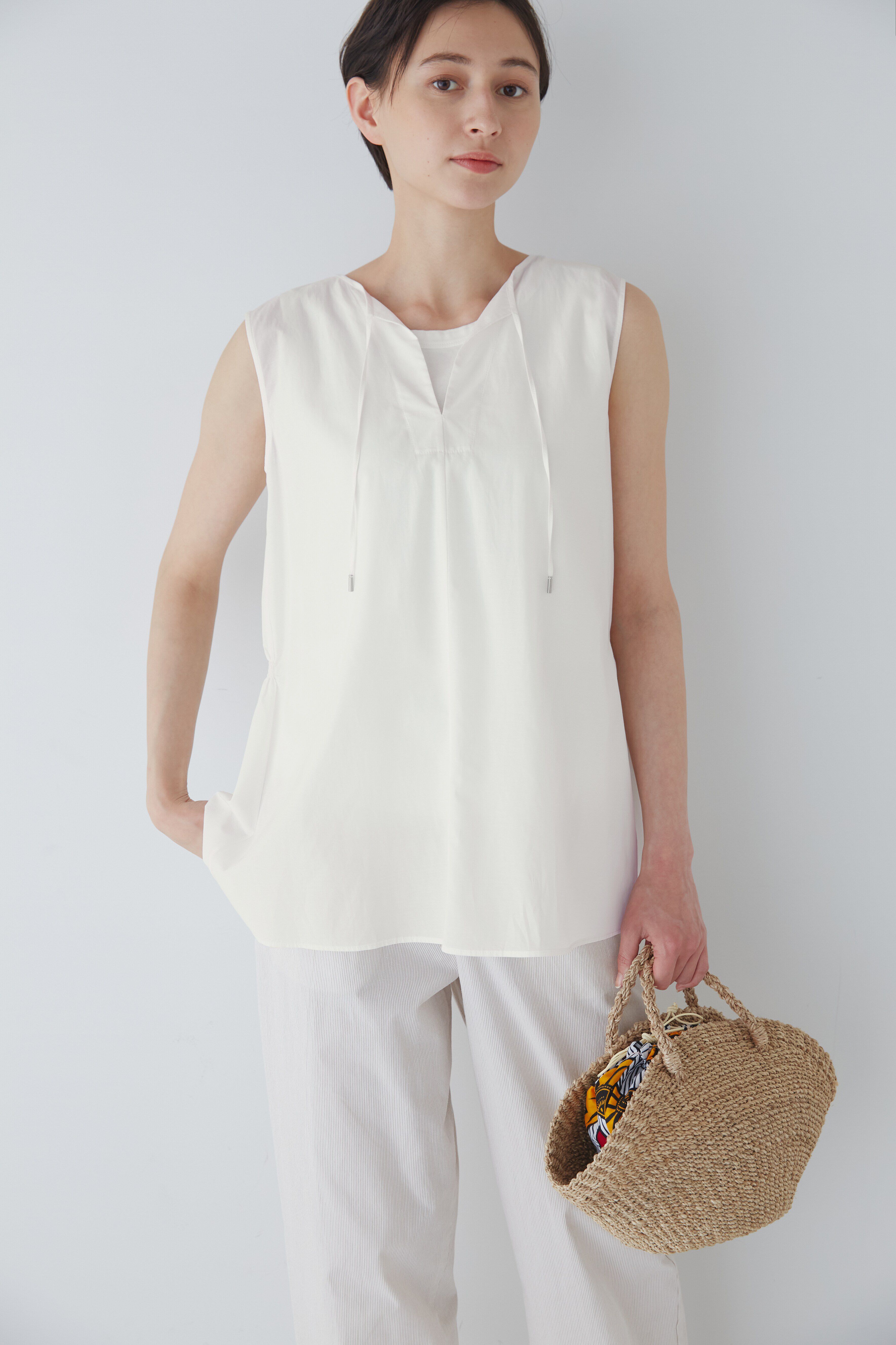  「◆キュプラ綿ブロードブラウス」|シャツ・ブラウス|ホワイト