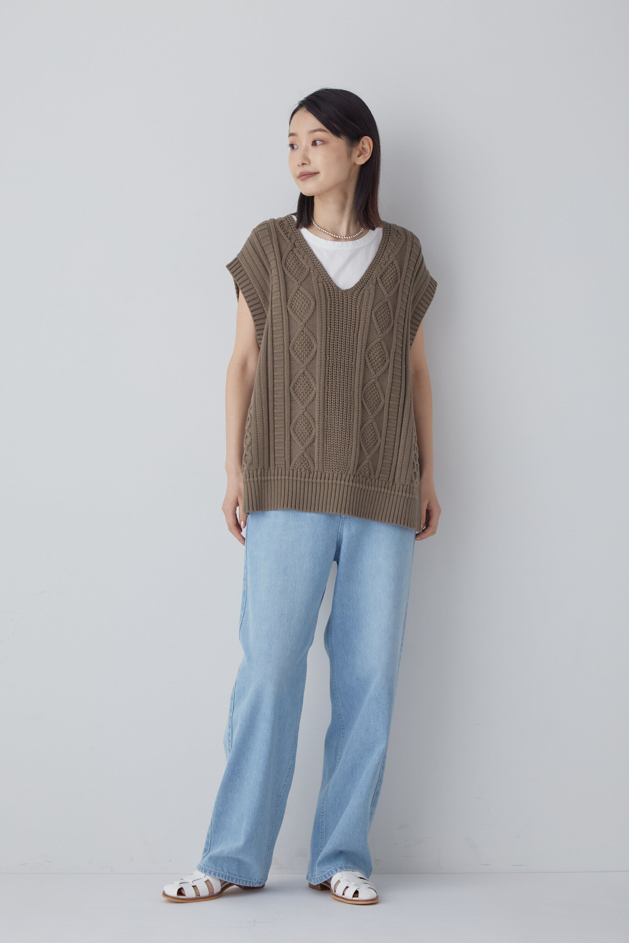  「◆ケーブル編みニットベスト」|ニット・セーター|