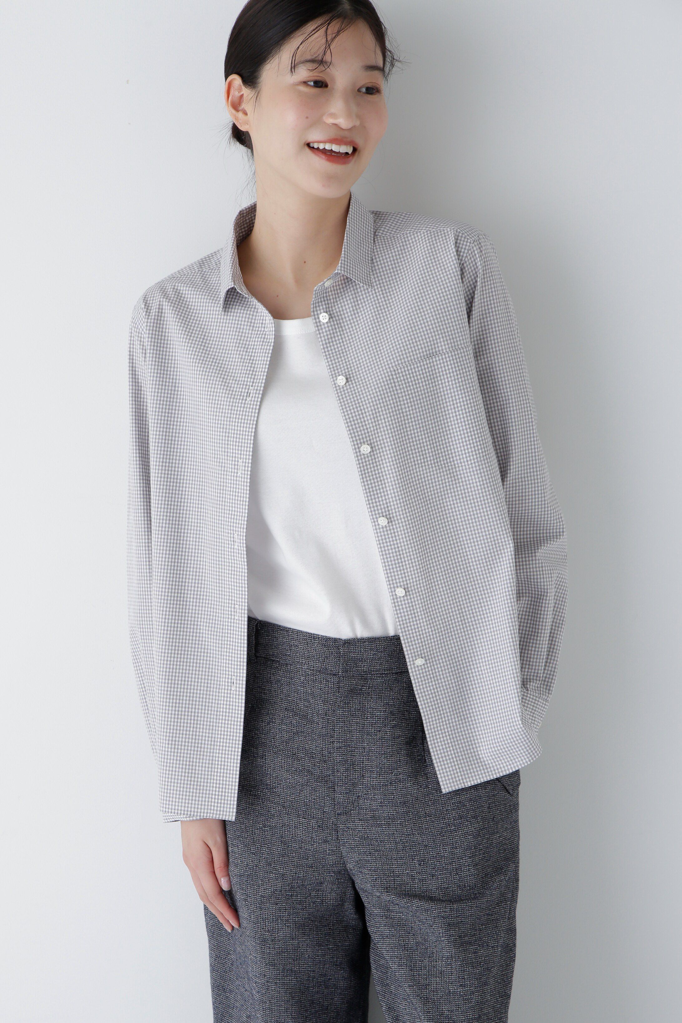  「ベーシックカラーギンガムシャツ」|シャツ・ブラウス|グレーギンガ 3