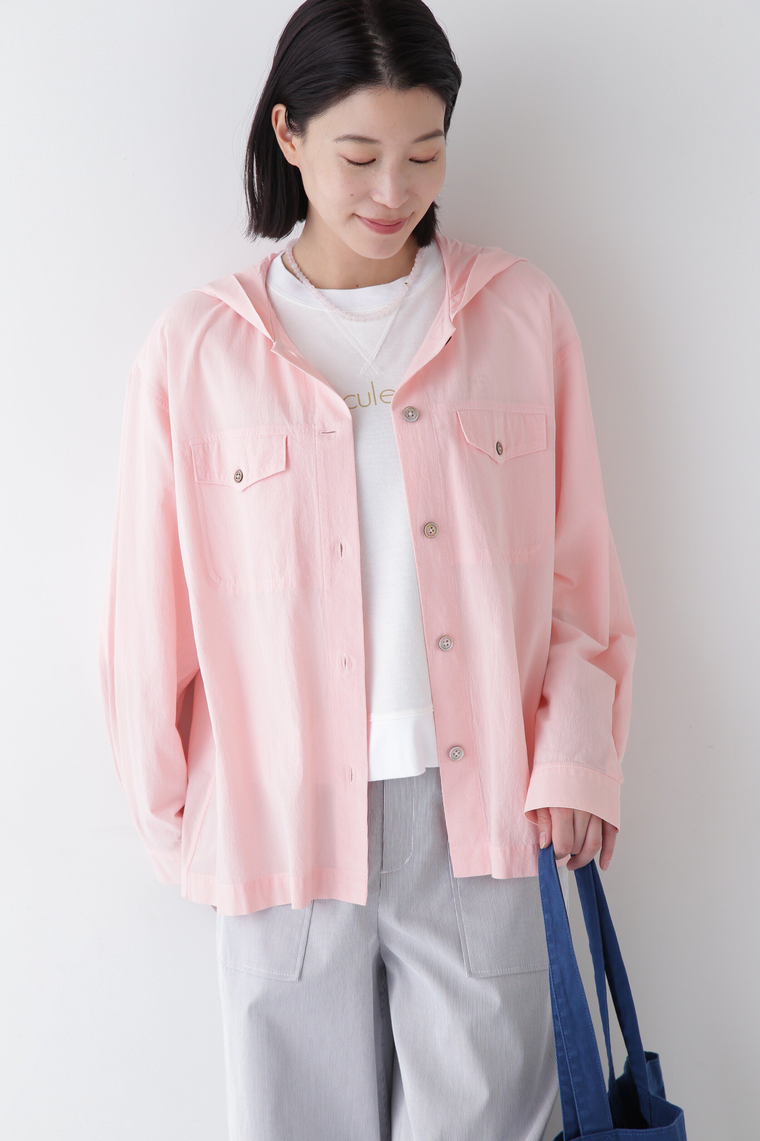  「◆製品染めフーディーブラウス」|シャツ・ブラウス|ピンク